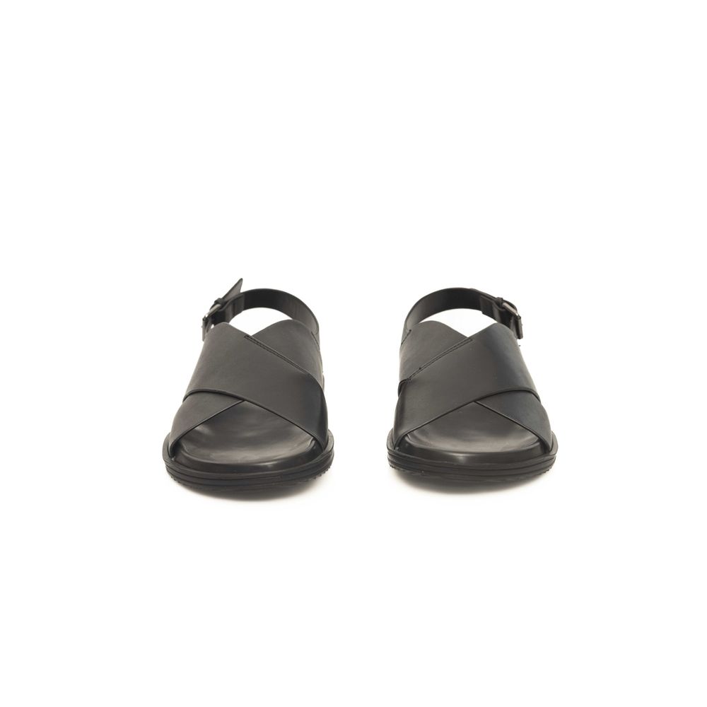 Cerruti 1881 Black Leather Men Sandal LUNESCAPE