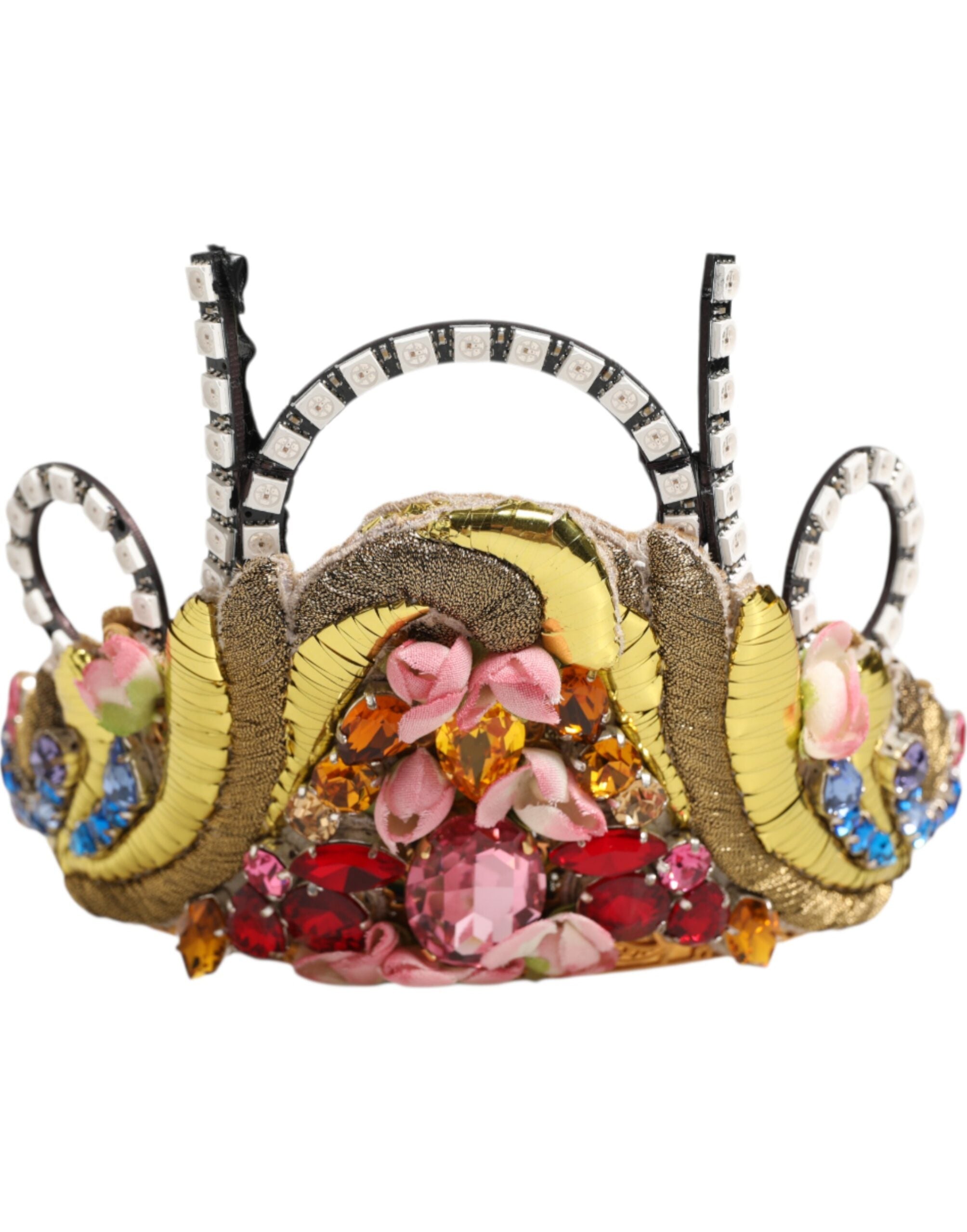 Dolce & Gabbana Gold Brass Crystal Embellished Headpiece Crown Diadem Tiara LUNESCAPE