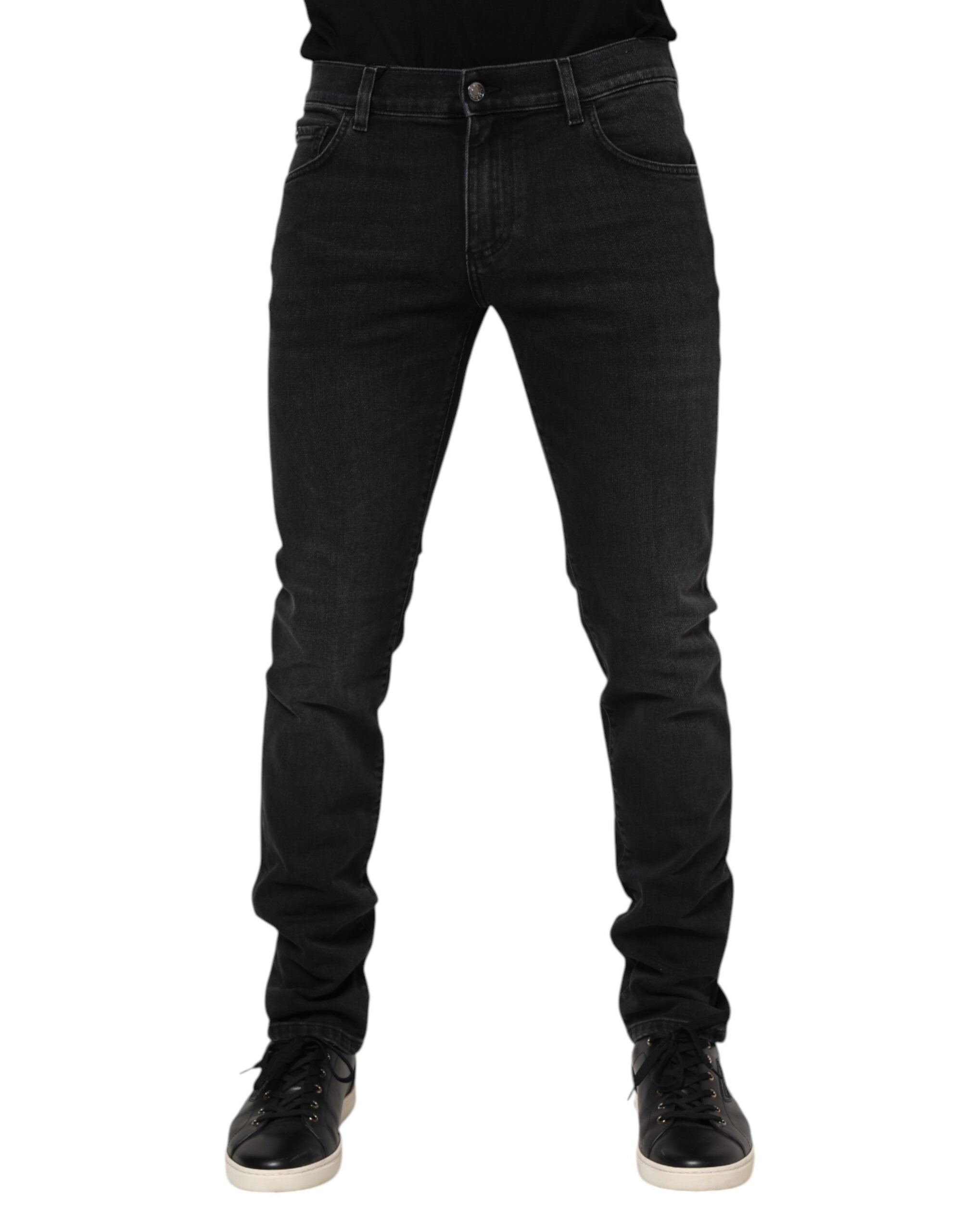 Dolce & Gabbana Black Cotton Skinny Men Denim Trouser Jeans LUNESCAPE
