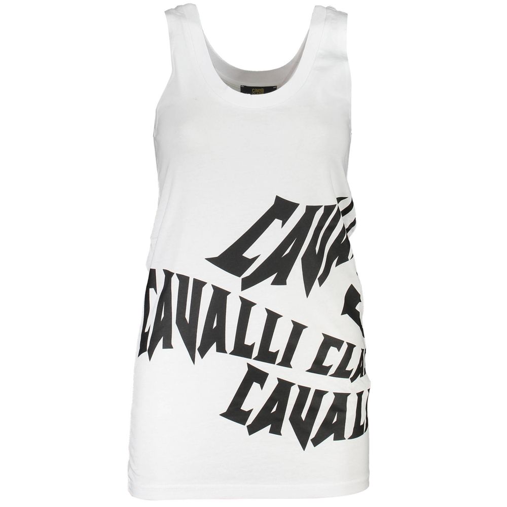 Cavalli Class White Cotton Tank Top LUNESCAPE