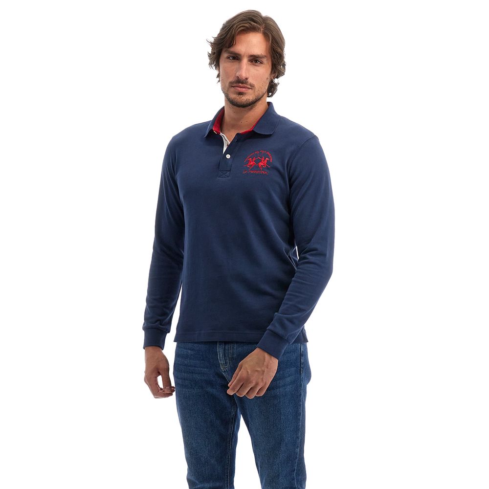 La Martina Blue Cotton Polo Shirt LUNESCAPE