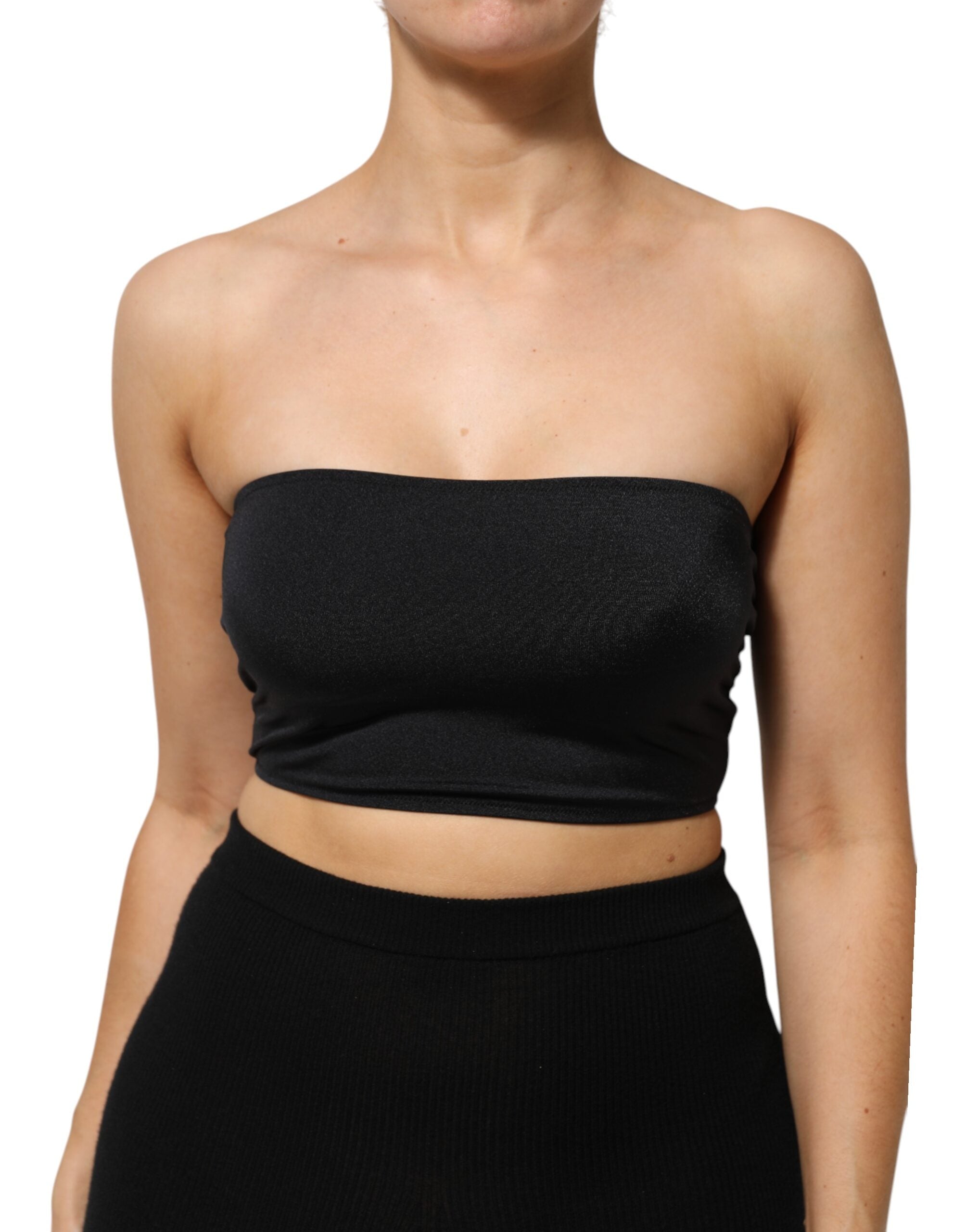 Dolce & Gabbana Black Nylon Blend Bandeau Strapless Tube Top LUNESCAPE