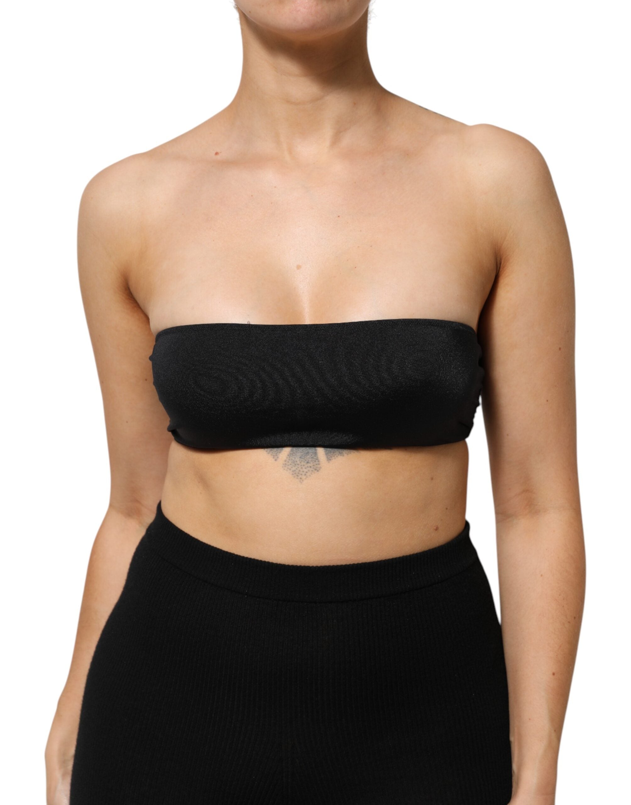 Dolce & Gabbana Black Nylon Blend Bandeau Strapless Tube Top LUNESCAPE