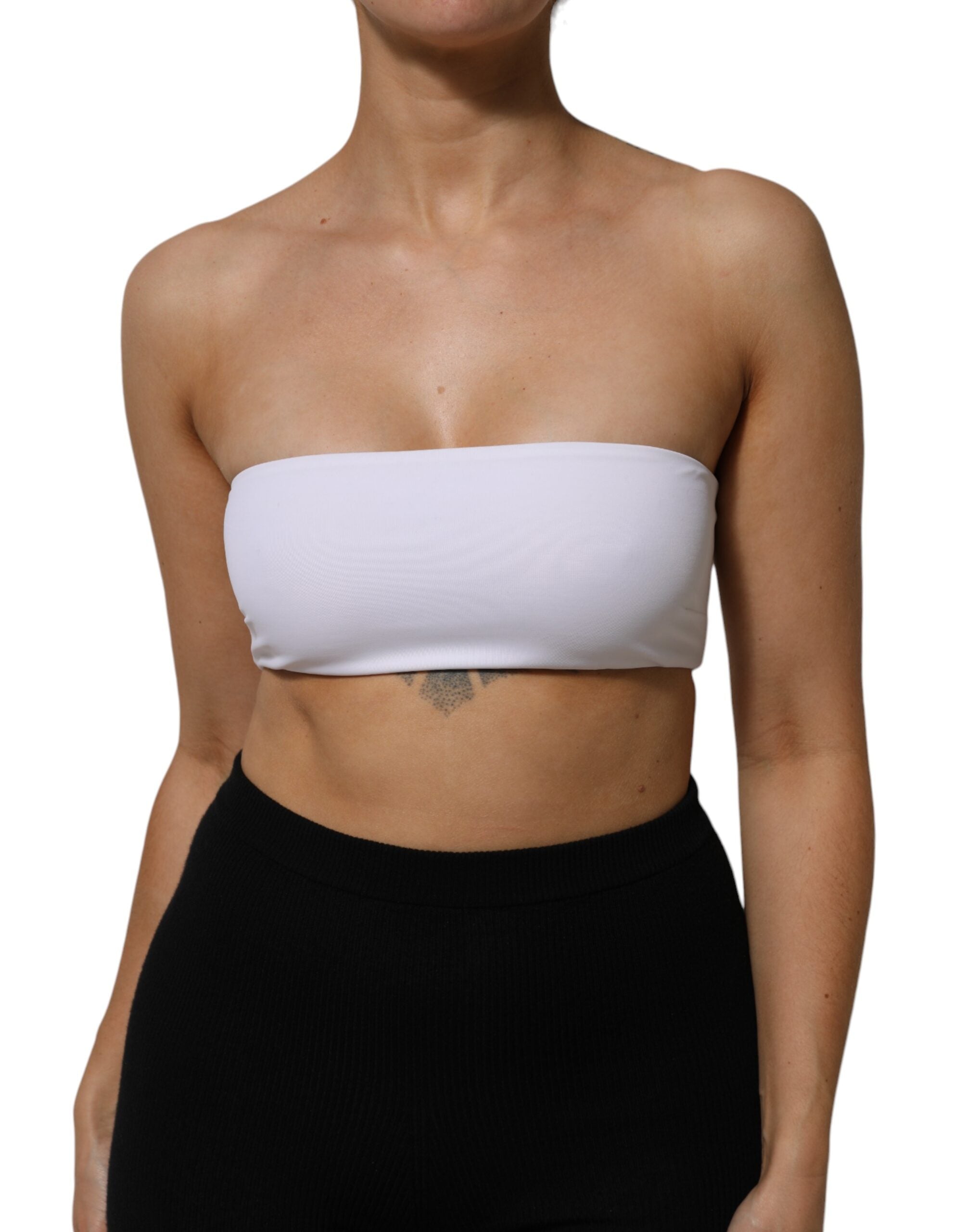 Dolce & Gabbana White Nylon Blend Bandeau Strapless Tube Top LUNESCAPE