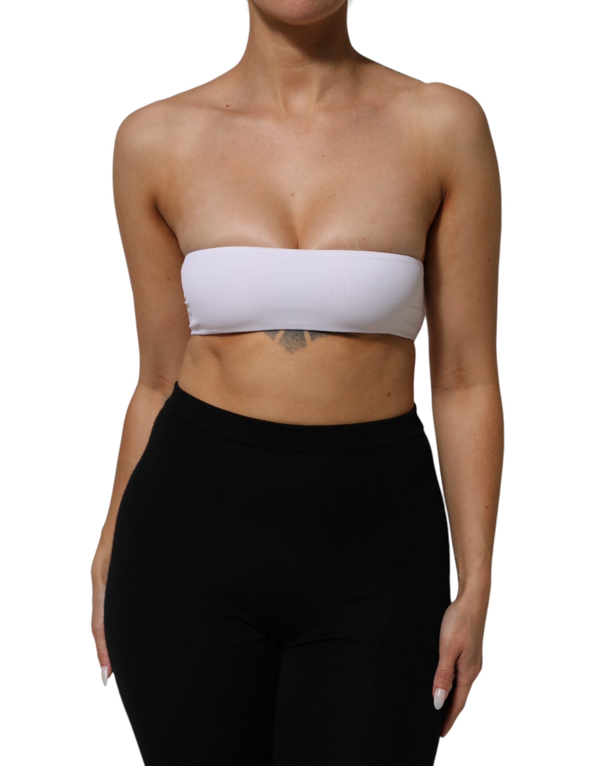 Dolce & Gabbana White Nylon Blend Bandeau Strapless Tube Top LUNESCAPE