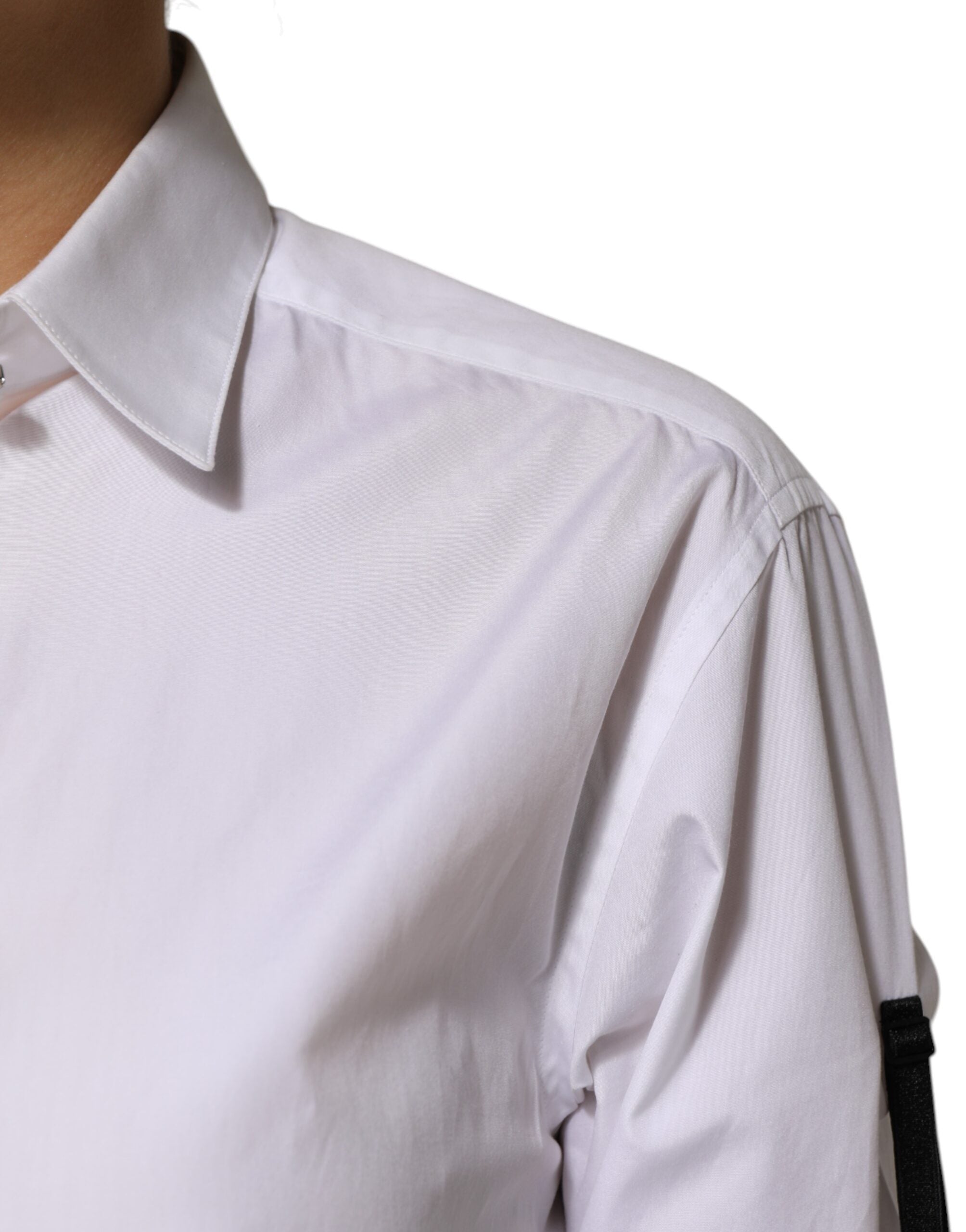 Dolce & Gabbana White Crystal Embellished Dress Shirt Top