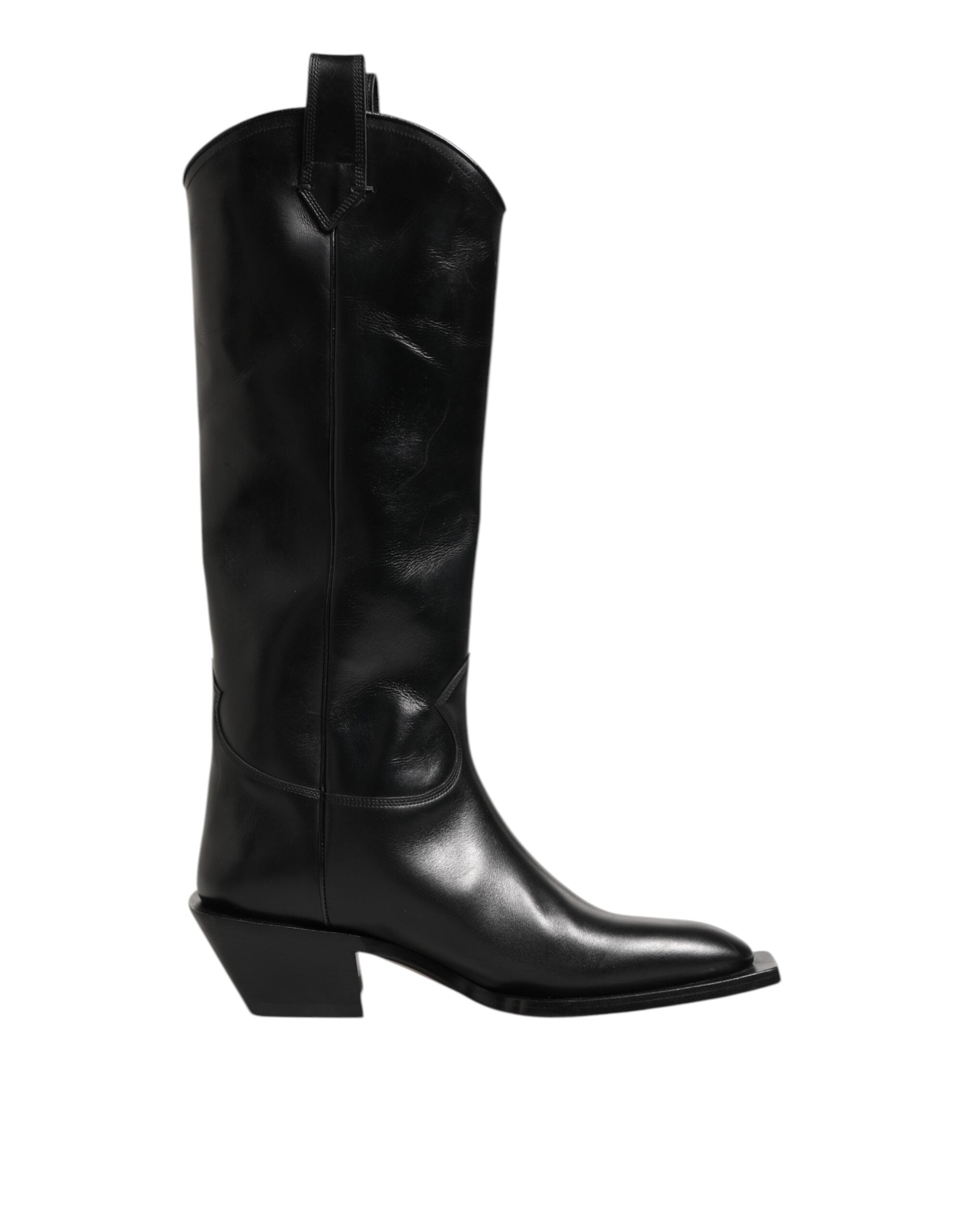 Dolce & Gabbana Black Leather Over The Calf Biker Boots Shoes LUNESCAPE
