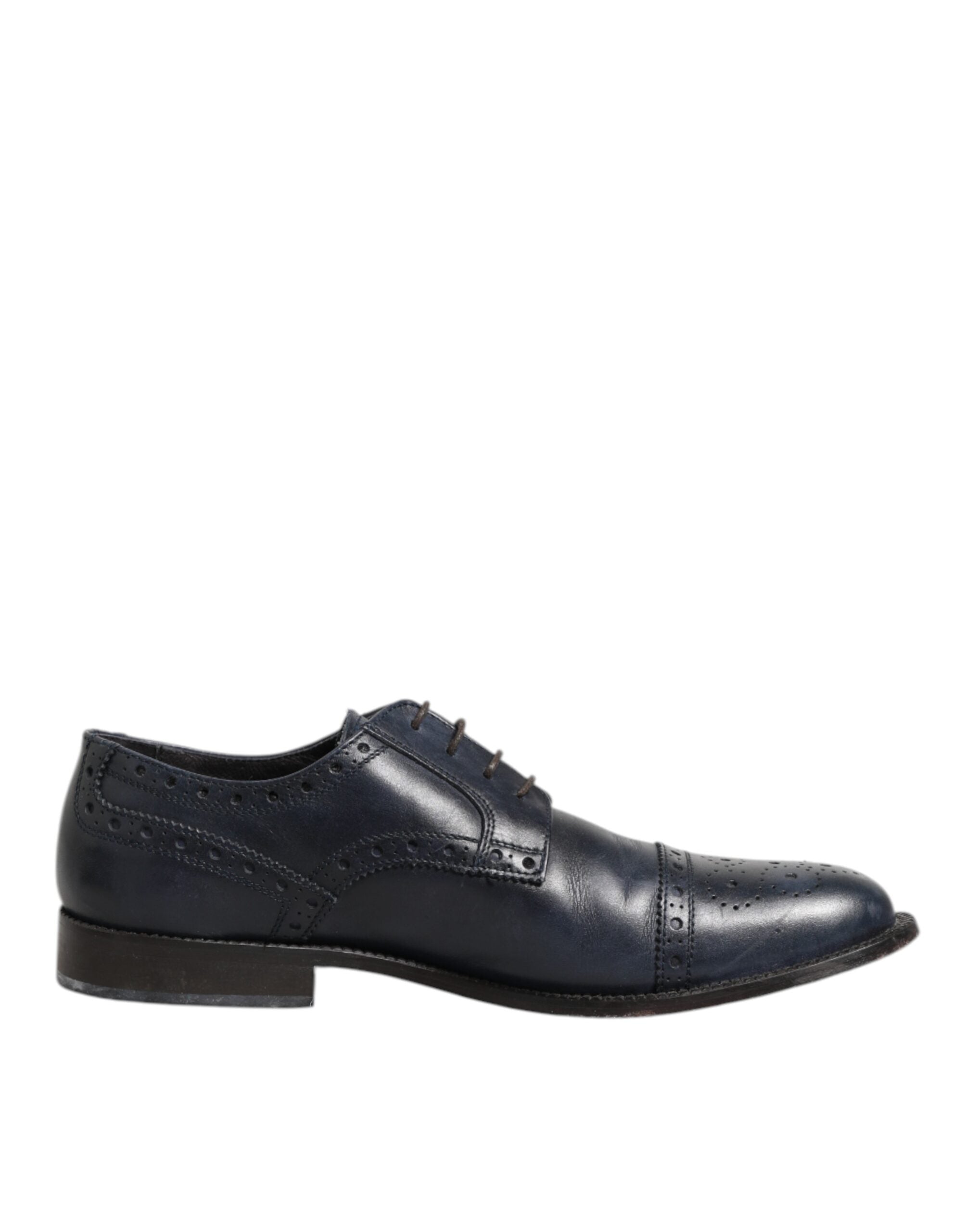 Daniele Alessandrini Blue Leather Wingtip Lace-up Formal Derby Shoes LUNESCAPE