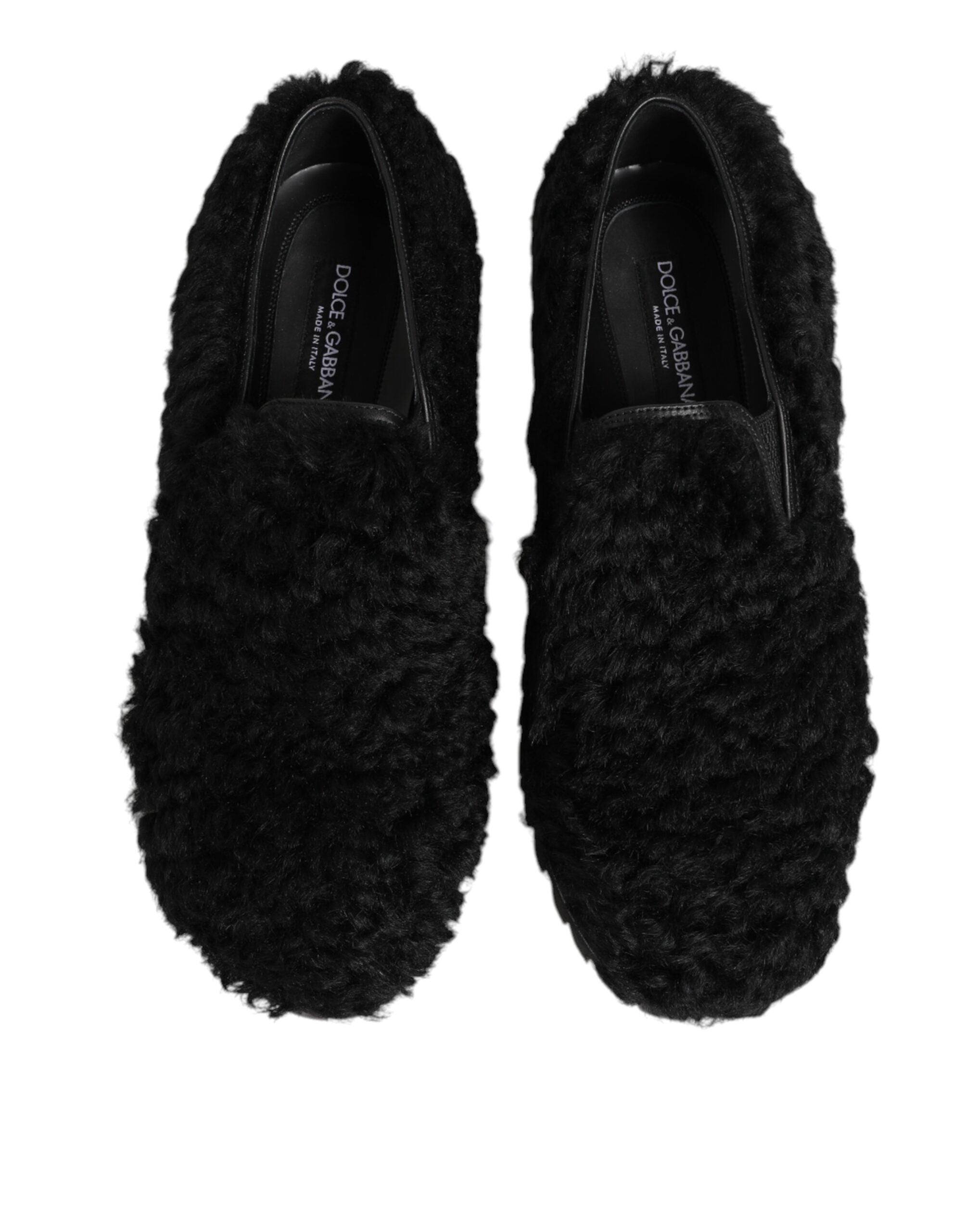 Dolce & Gabbana Dress Black Fur Leather Slipper