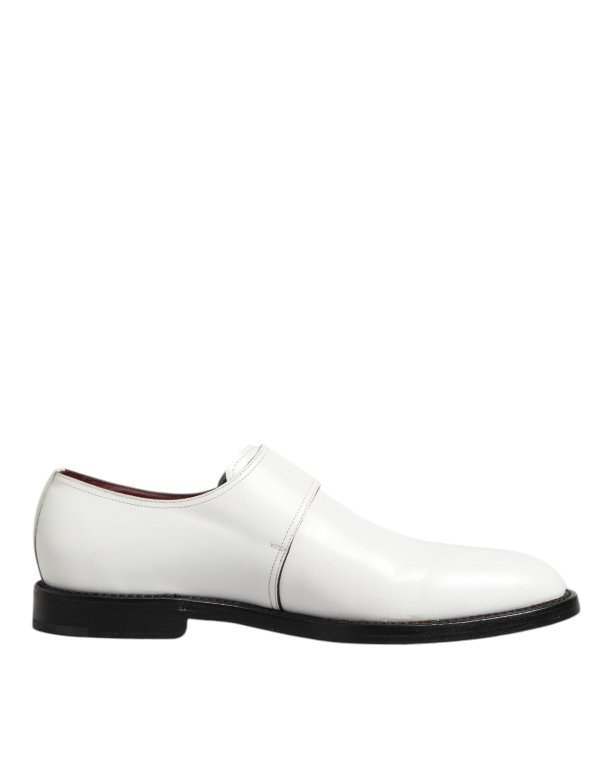 Dolce & Gabbana White Leather Monk Strap Formal Derby Shoes LUNESCAPE