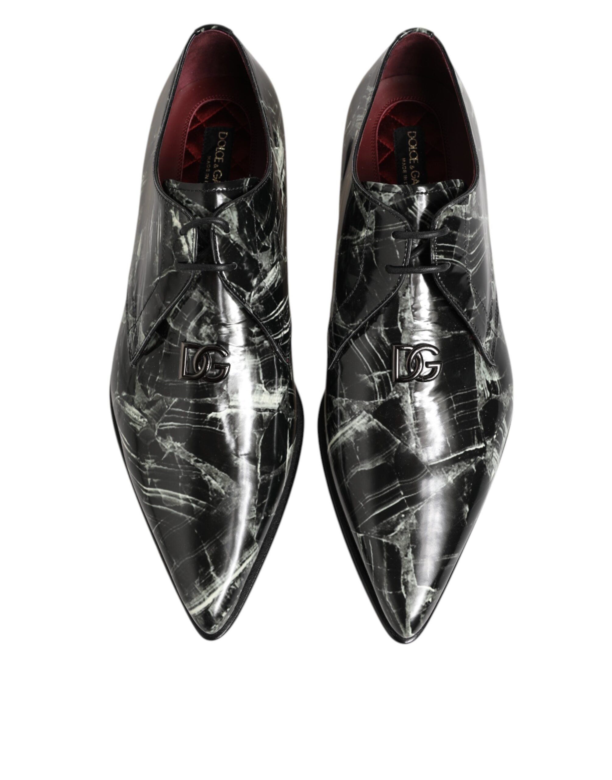 Dolce & Gabbana Marbled Pattern Dress Lace Up Derby Shoes LUNESCAPE