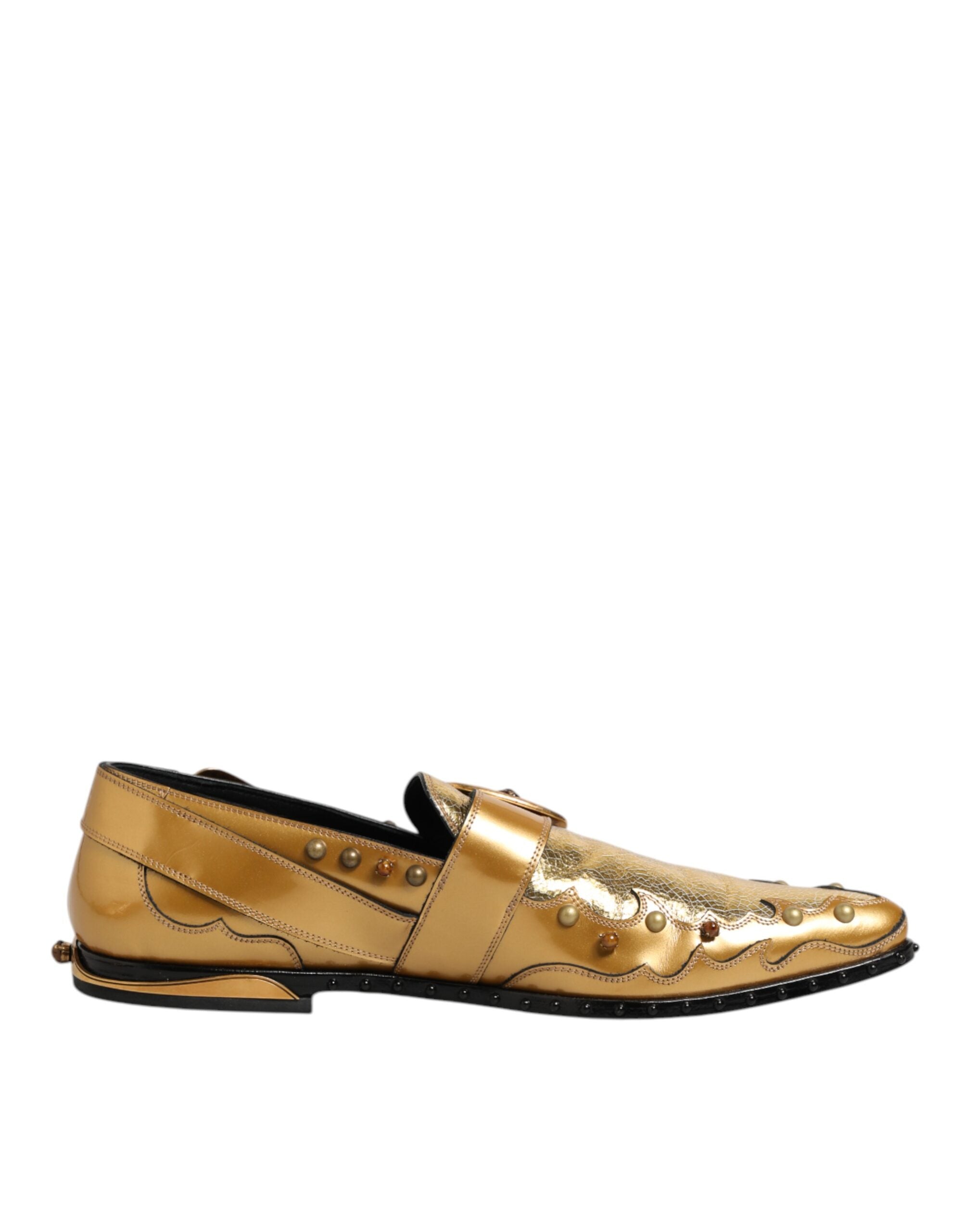 Dolce & Gabbana Gold Leather MONK STRAP Dress Formal Shoes LUNESCAPE