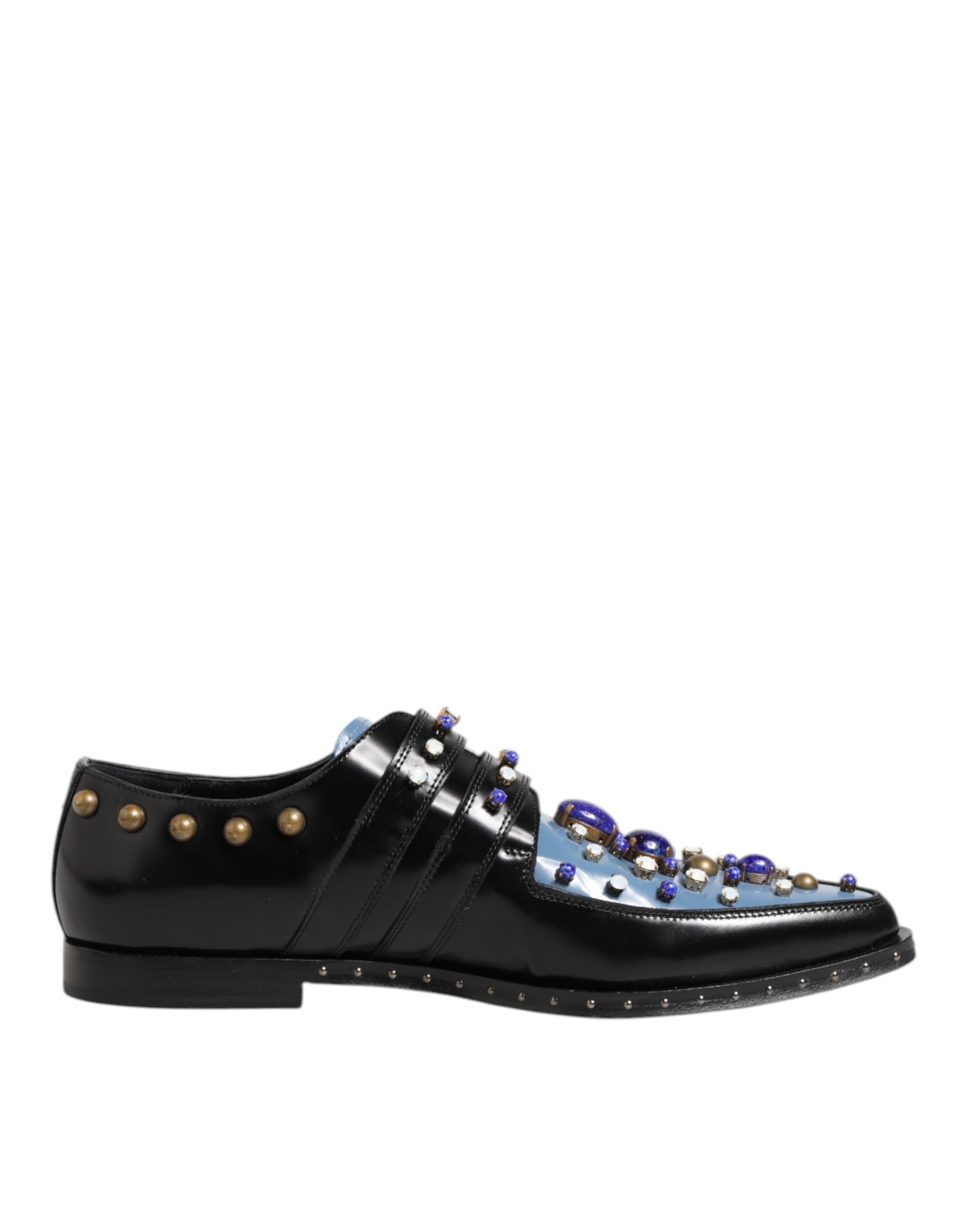 Dolce & Gabbana Black Blue Embellished MONKSTRAP Dress Shoes LUNESCAPE