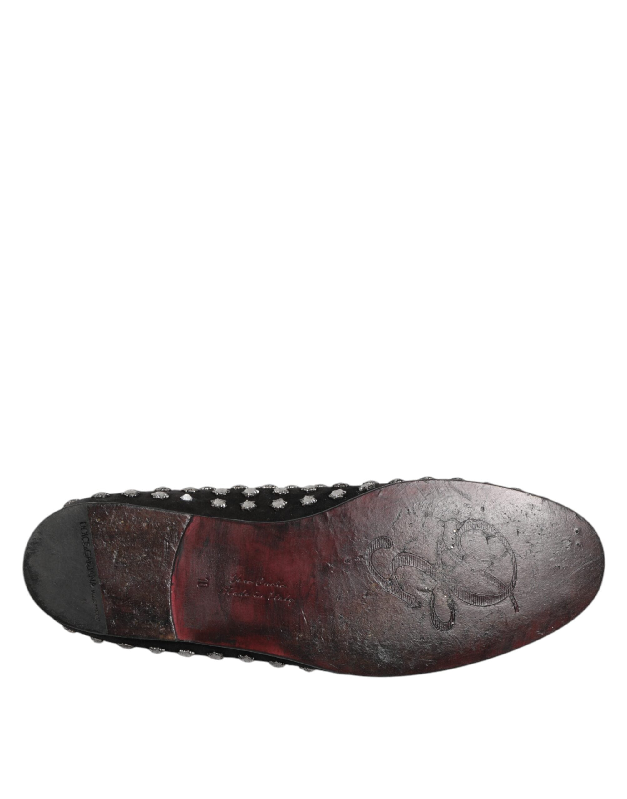 Dolce & Gabbana Black Crystal Embellished Loafers Dress Shoes