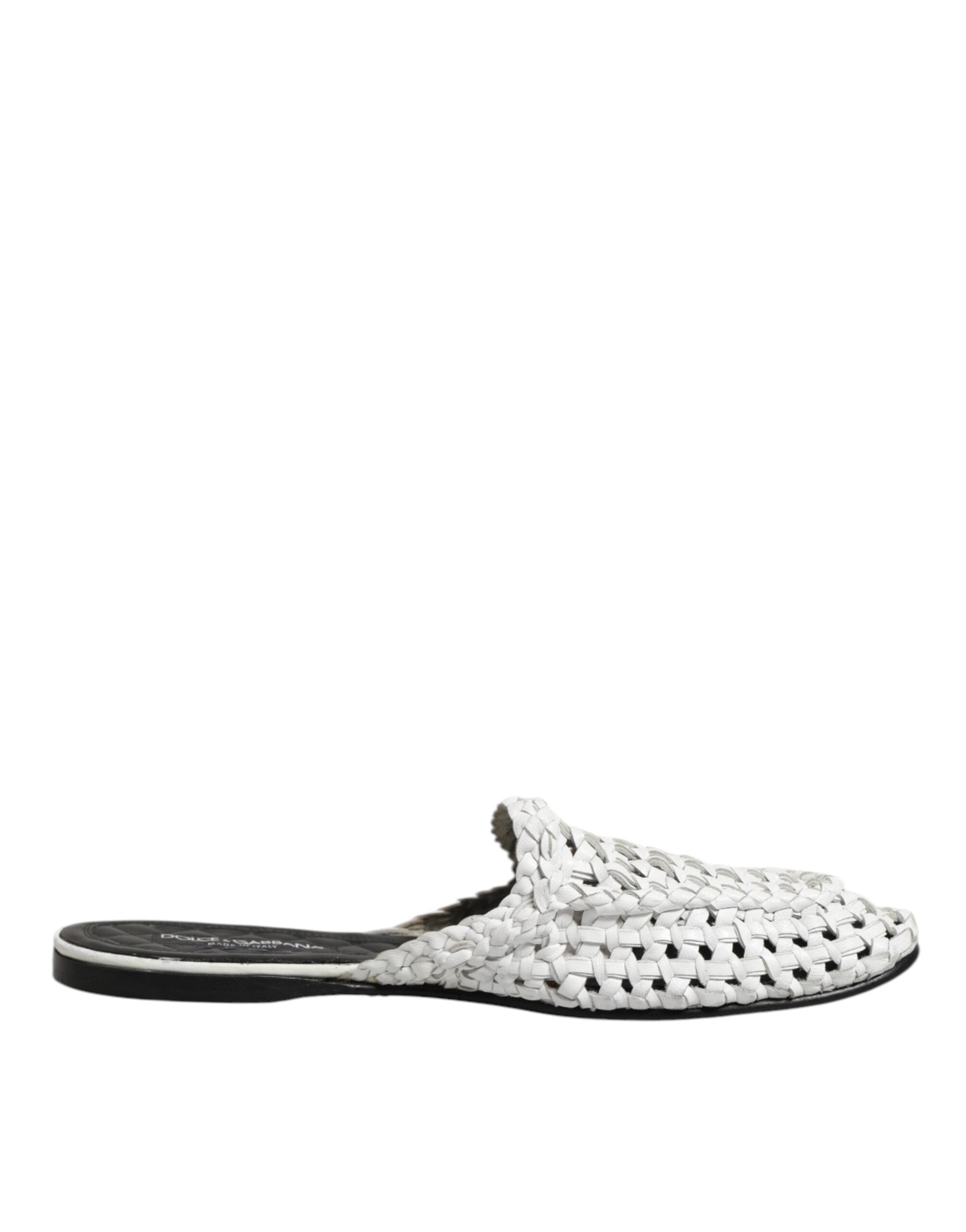 Dolce & Gabbana White Woven Slides MULES Men Sandals Shoes LUNESCAPE