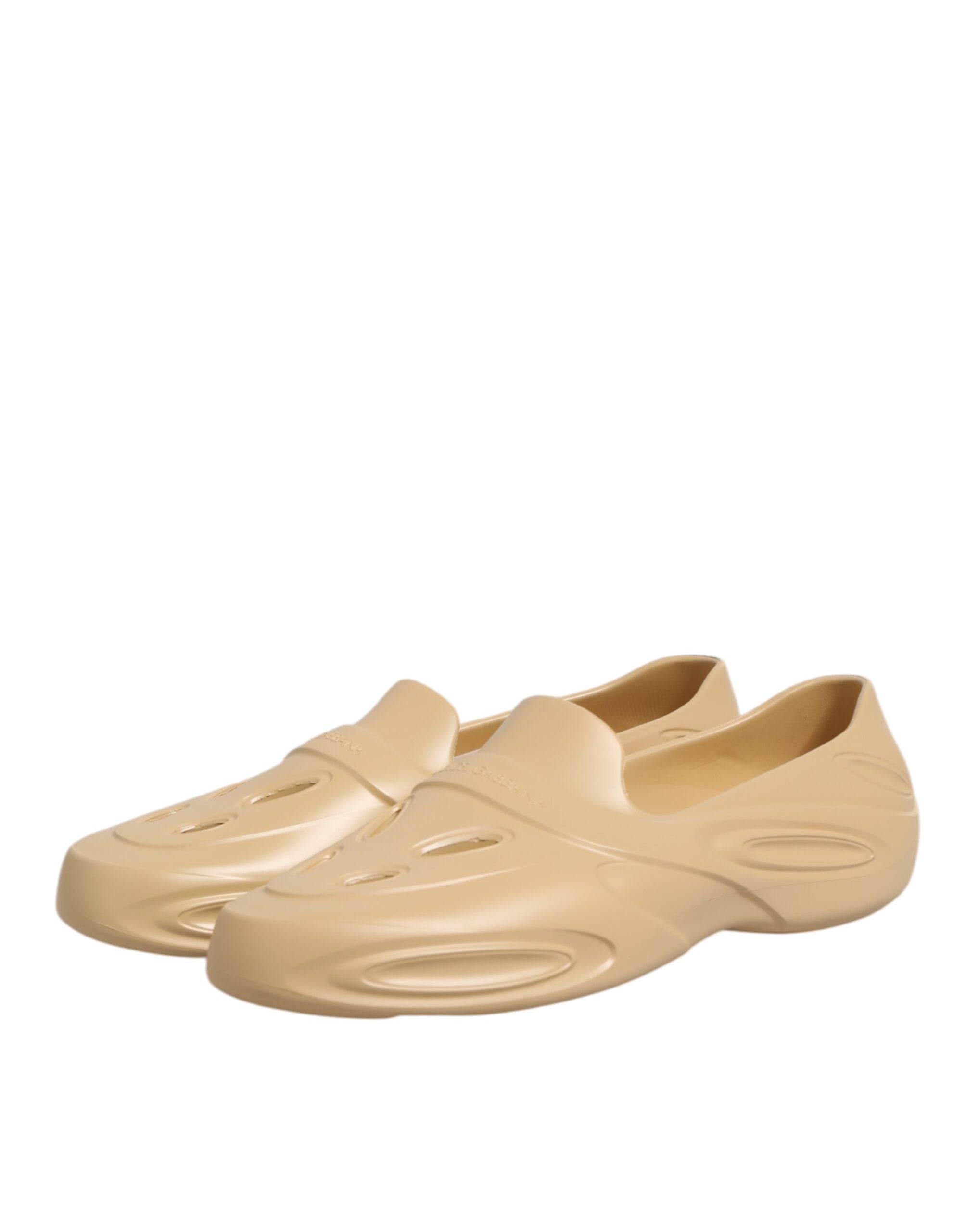 Dolce & Gabbana Beige Rubber Slides Low Top Sneakers Shoes