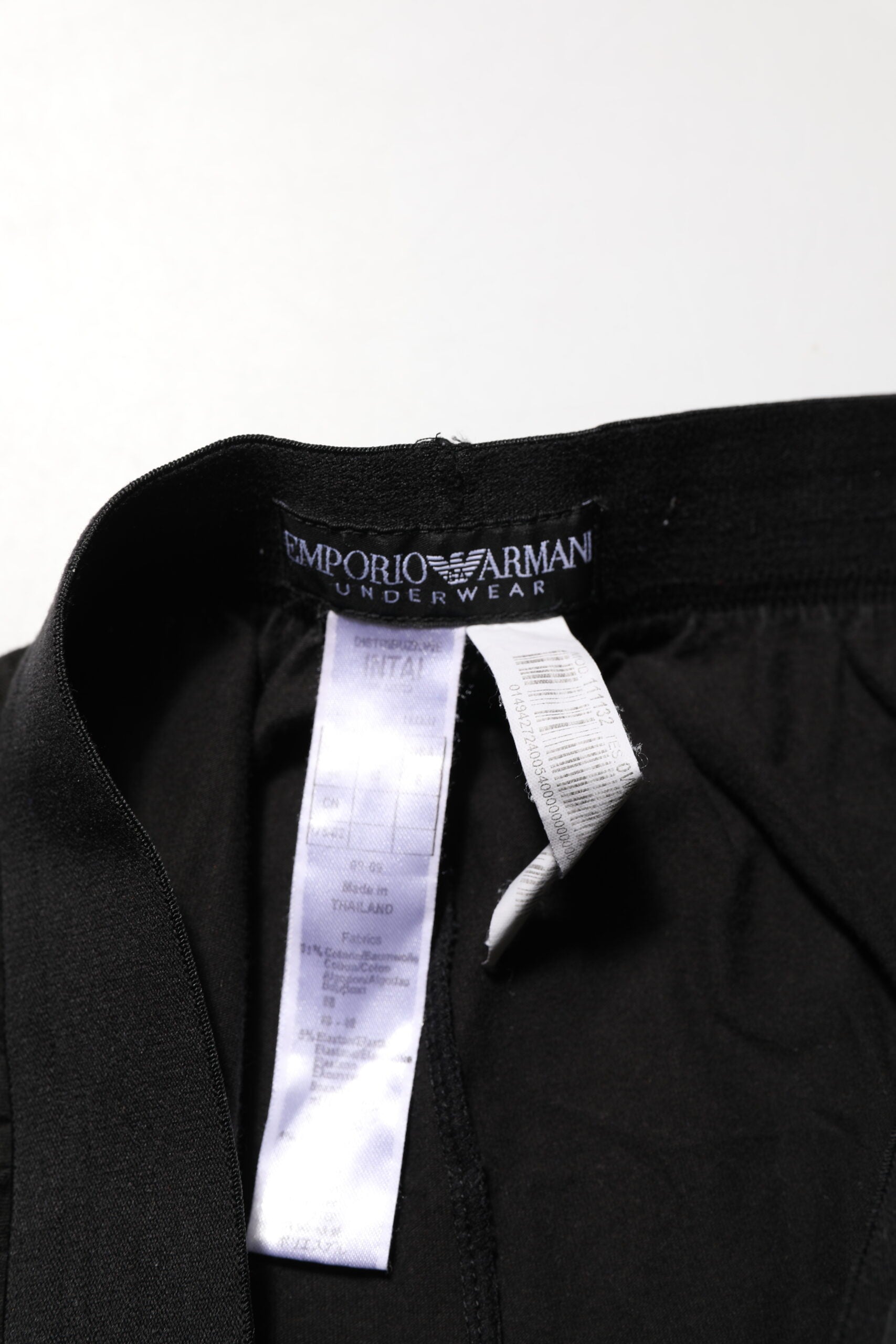 Emporio Armani Black Cotton Blend Logo Waistband Trouser Pants