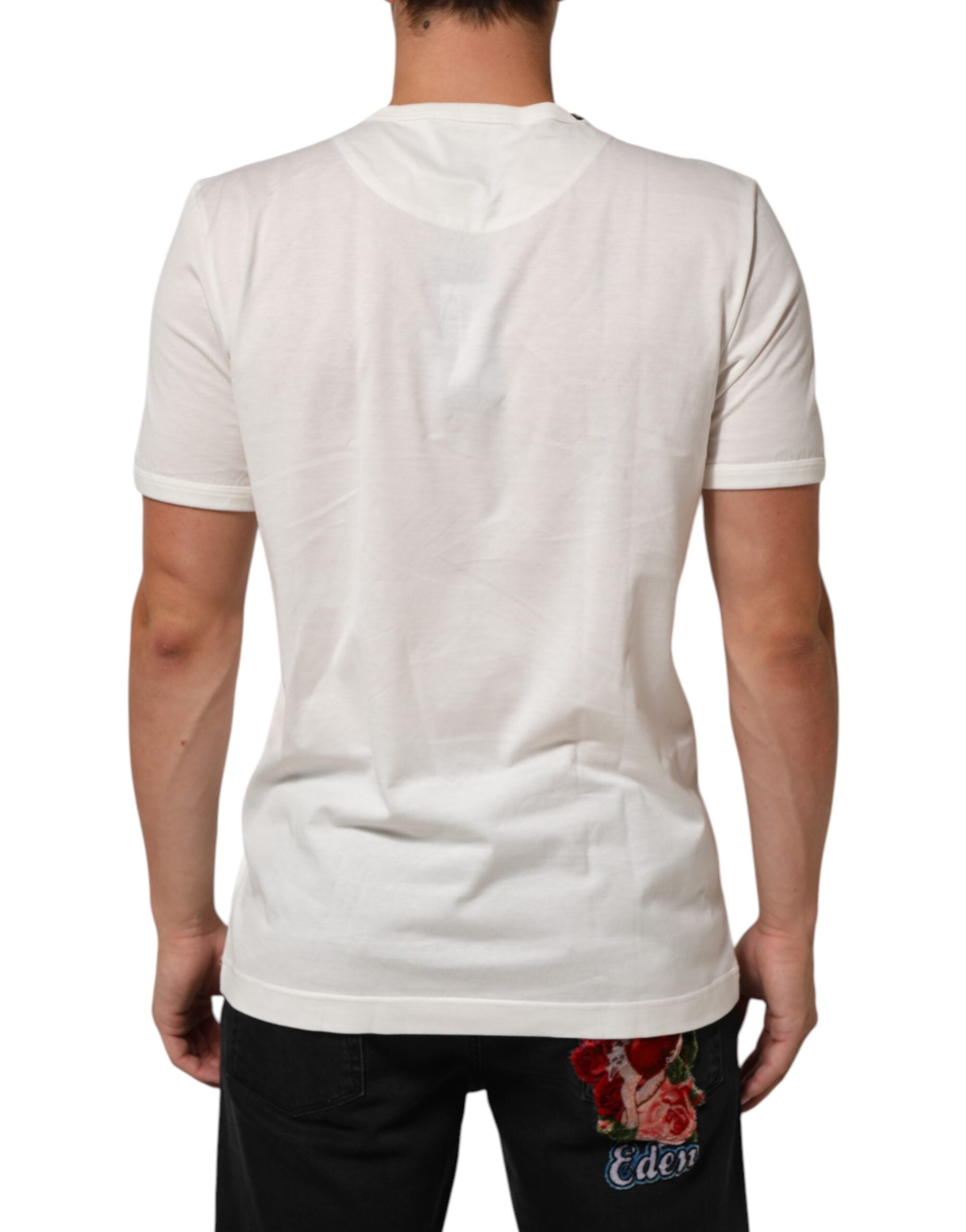 Dolce & Gabbana White Cotton Goodluck 2020 Crew Neck T-shirt LUNESCAPE