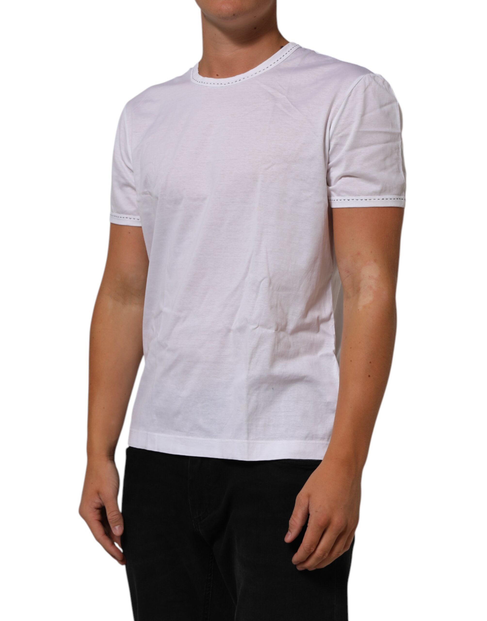 Dolce & Gabbana White Cotton Crew Neck Underwear Tee T-shirt LUNESCAPE
