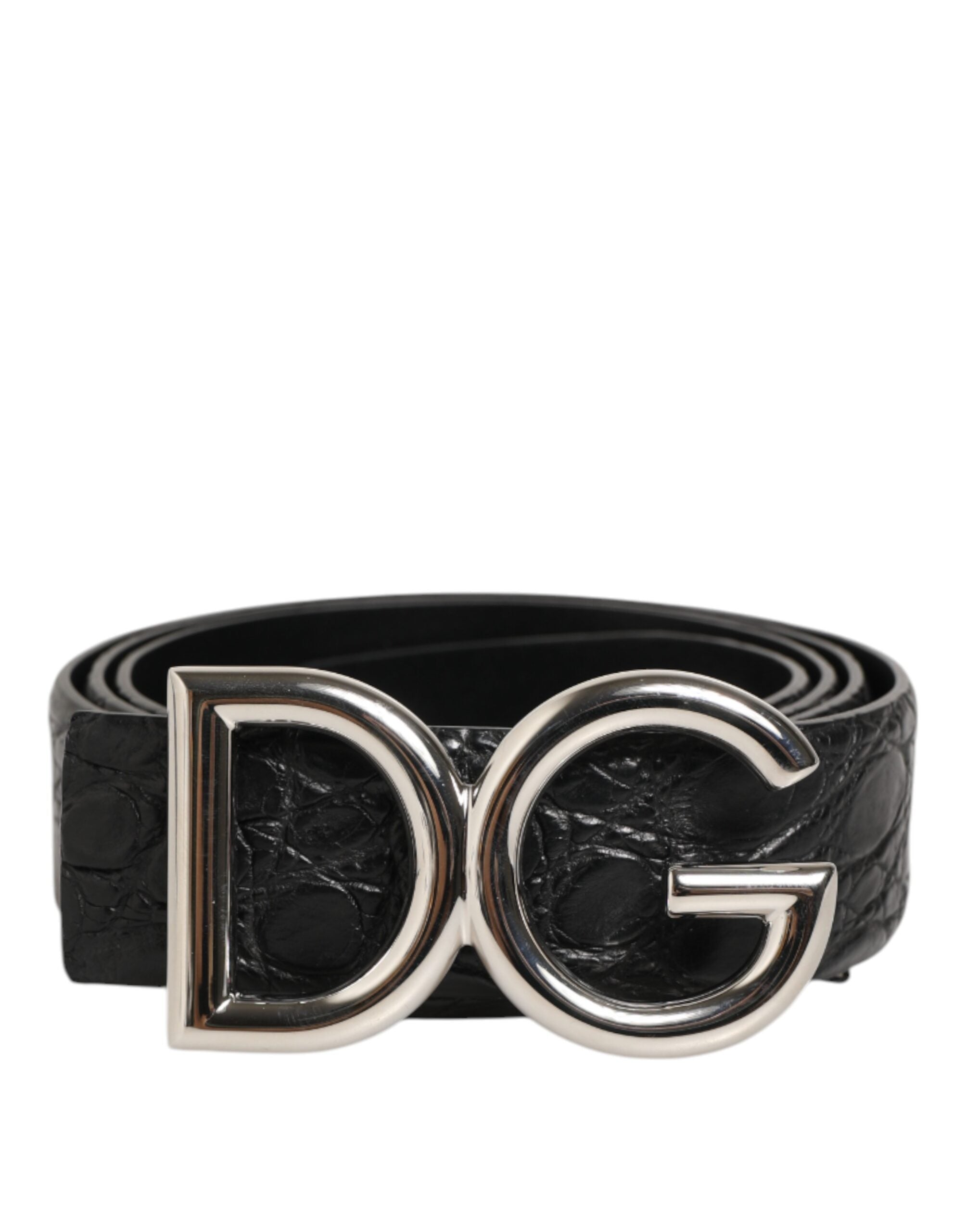 Dolce & Gabbana Black Exotic Leather DG Logo Buckle Belt LUNESCAPE