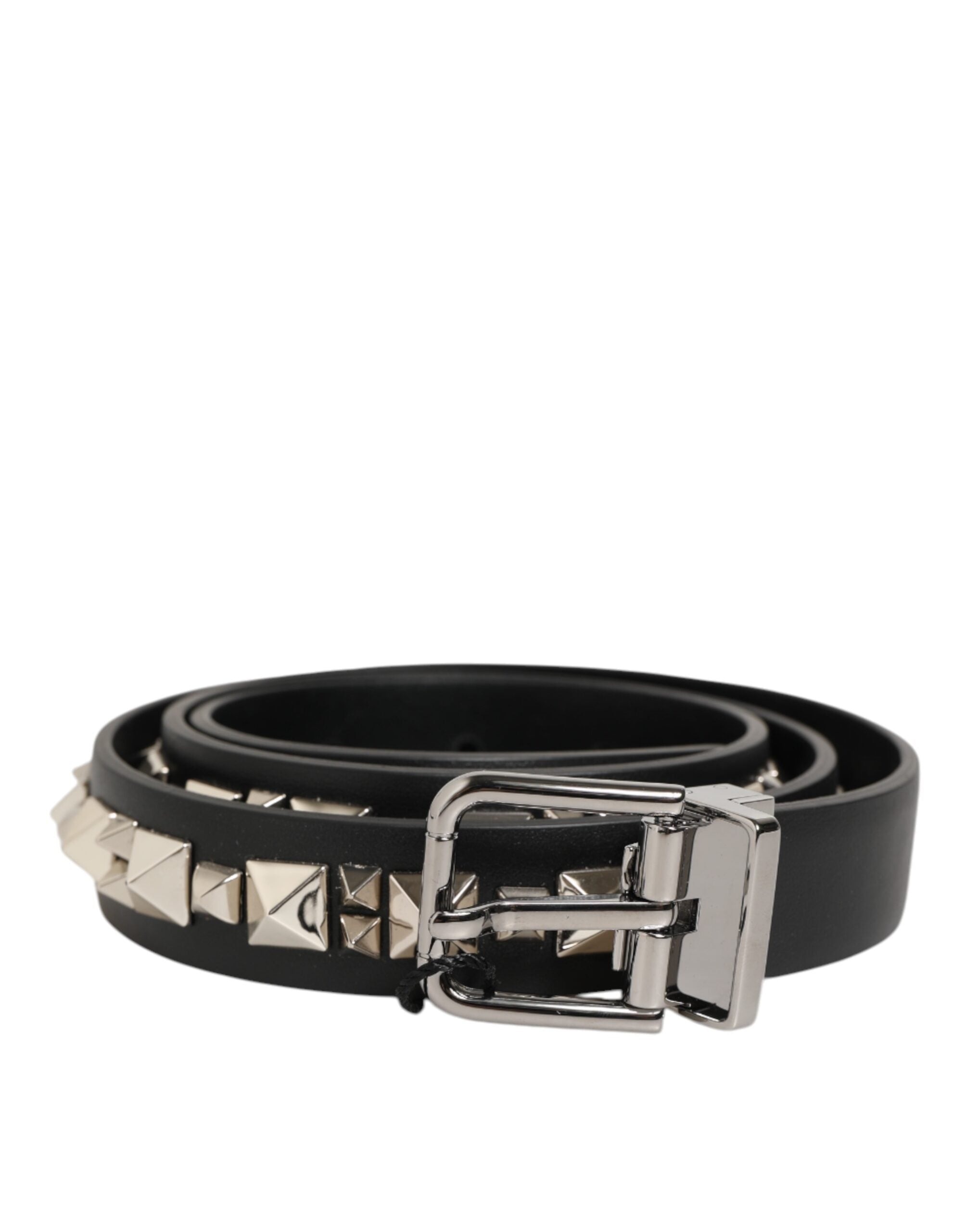 Dolce & Gabbana Black Leather Studded Silver-Tone Buckle Belt LUNESCAPE
