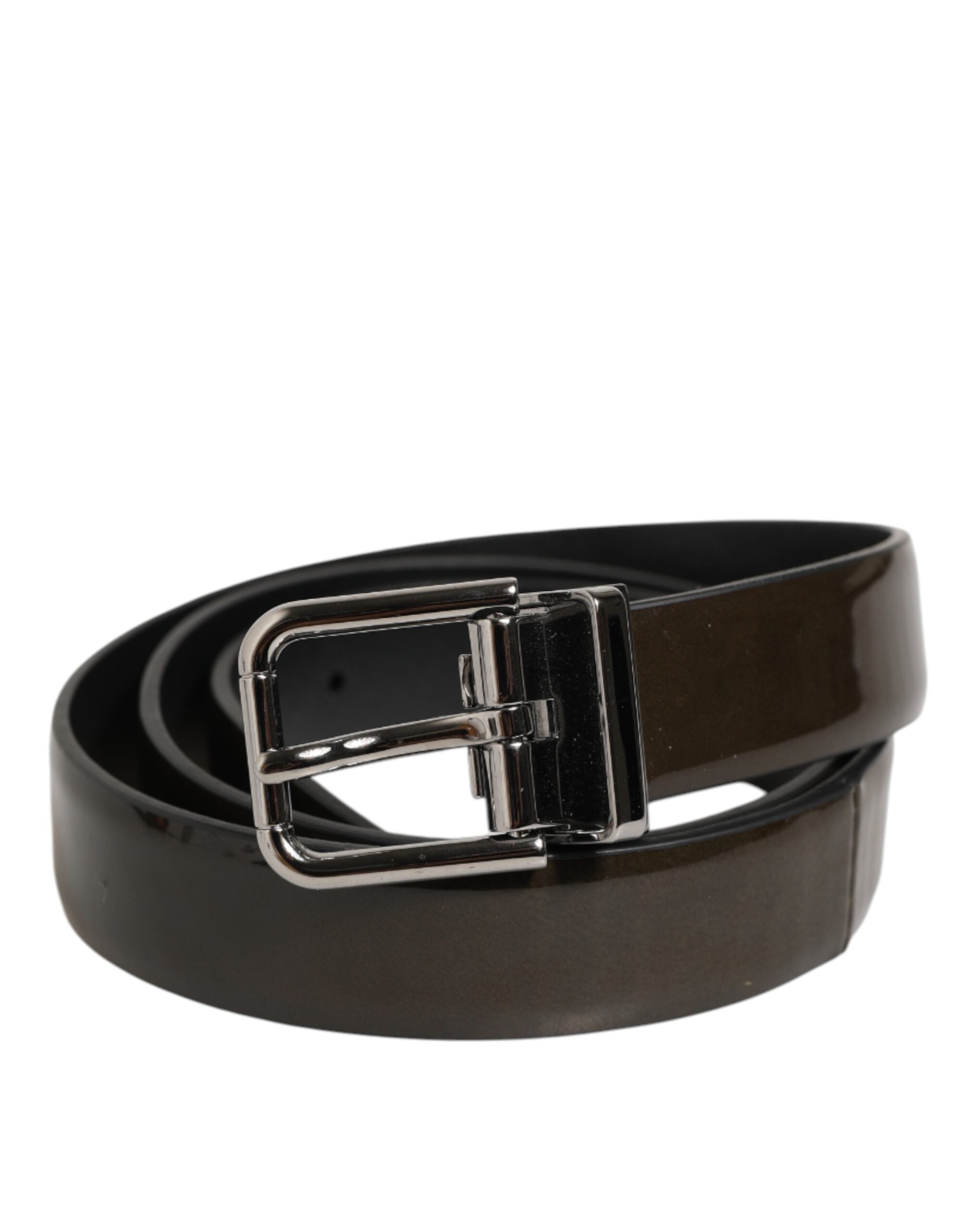 Dolce & Gabbana Brown Glossy Leather Classic Metal Buckle Belt LUNESCAPE