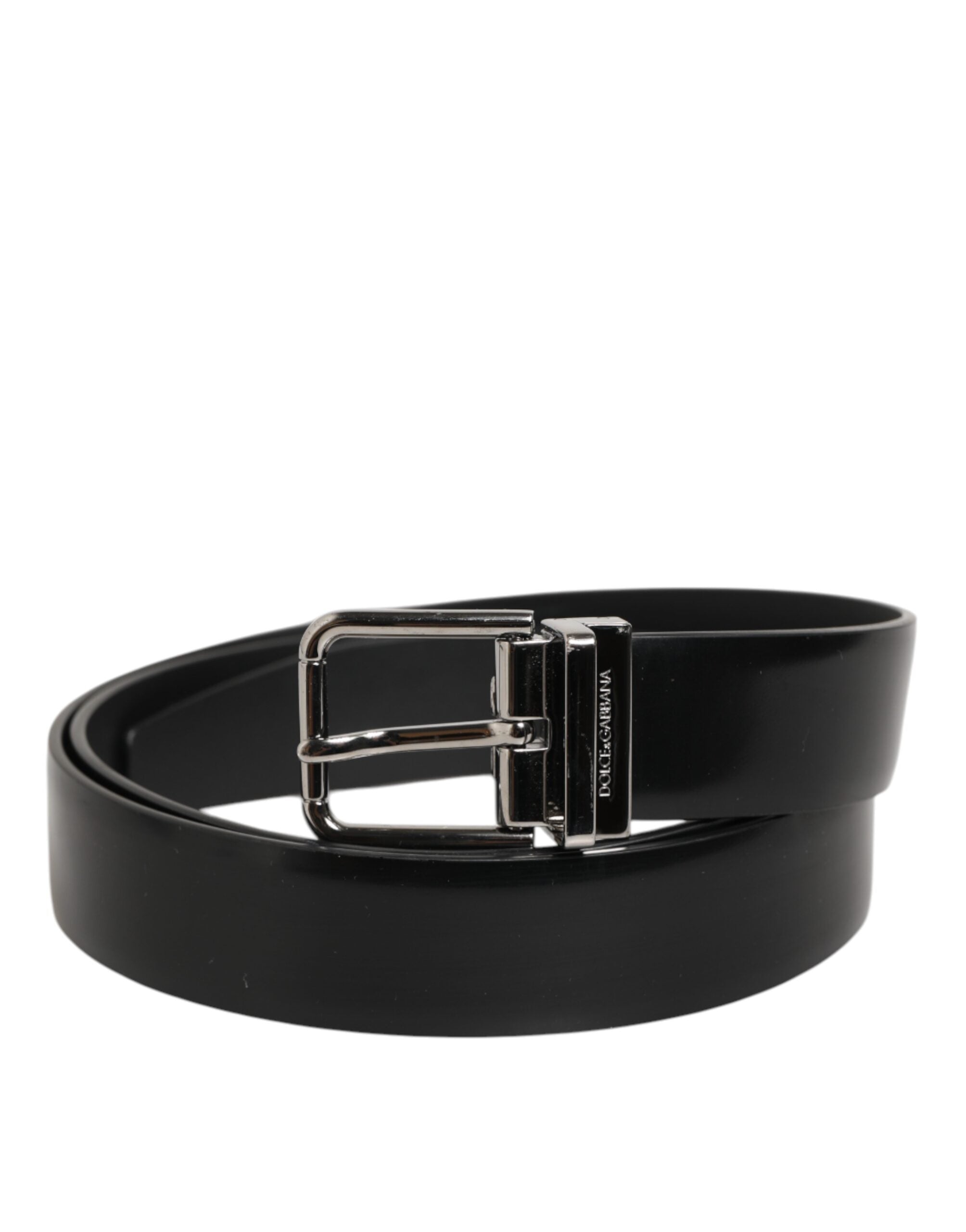 Dolce & Gabbana Black Leather Classic Metal Buckle Men Belt LUNESCAPE