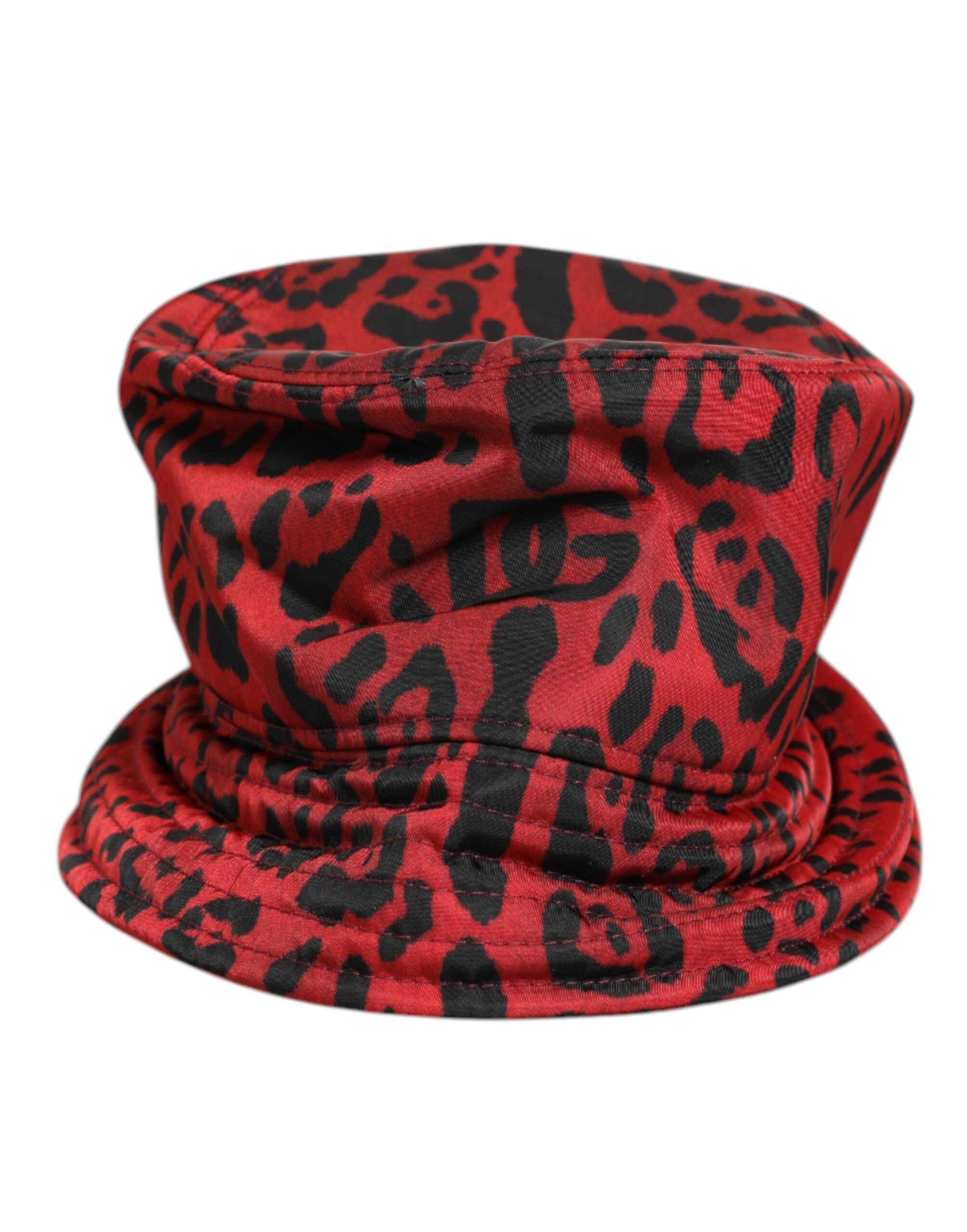 Dolce & Gabbana Red Black Nylon Leopard Print Bucket Men Cap Hat LUNESCAPE