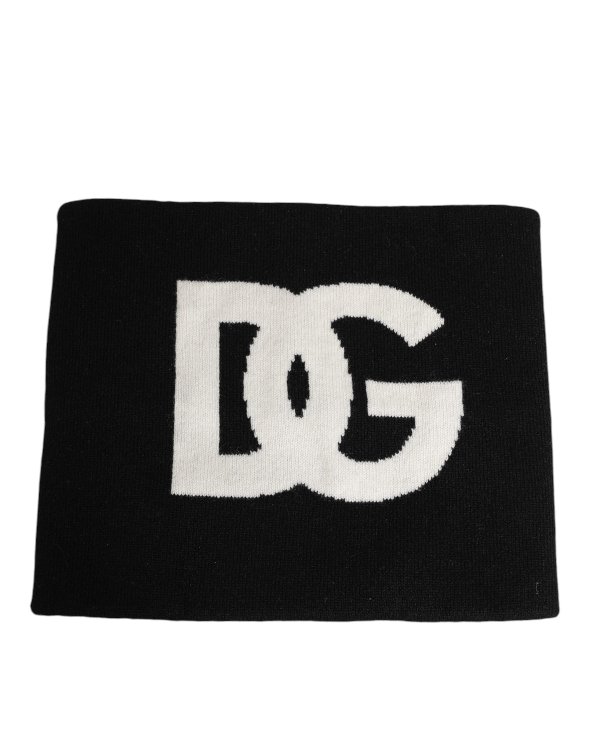 Dolce & Gabbana Black D&G Logo Cashmere Knitted Men One Size Scarf LUNESCAPE