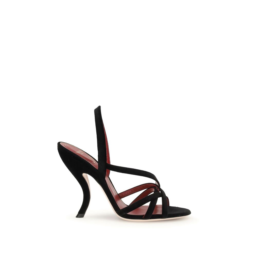 Valentino Garavani Black Velvet Stiletto Heel Sandals LUNESCAPE