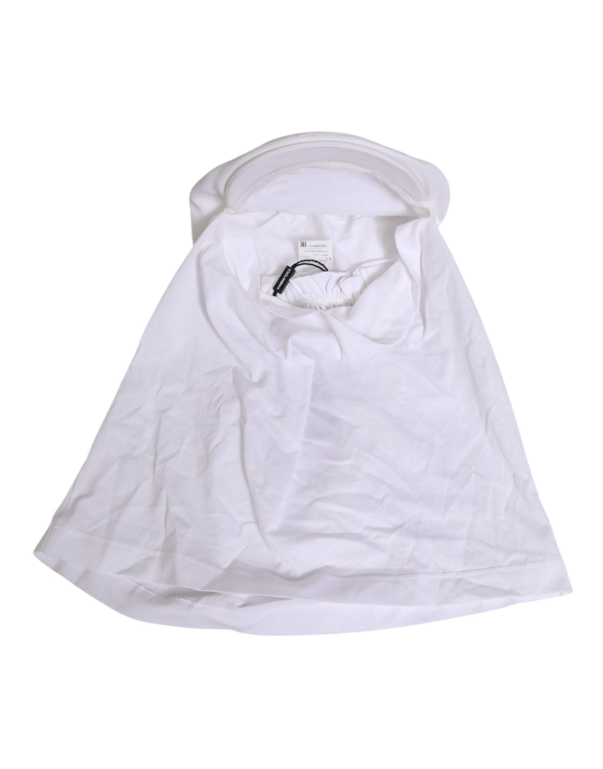 Dolce & Gabbana White Cotton DG Logo Plaque Balaclava