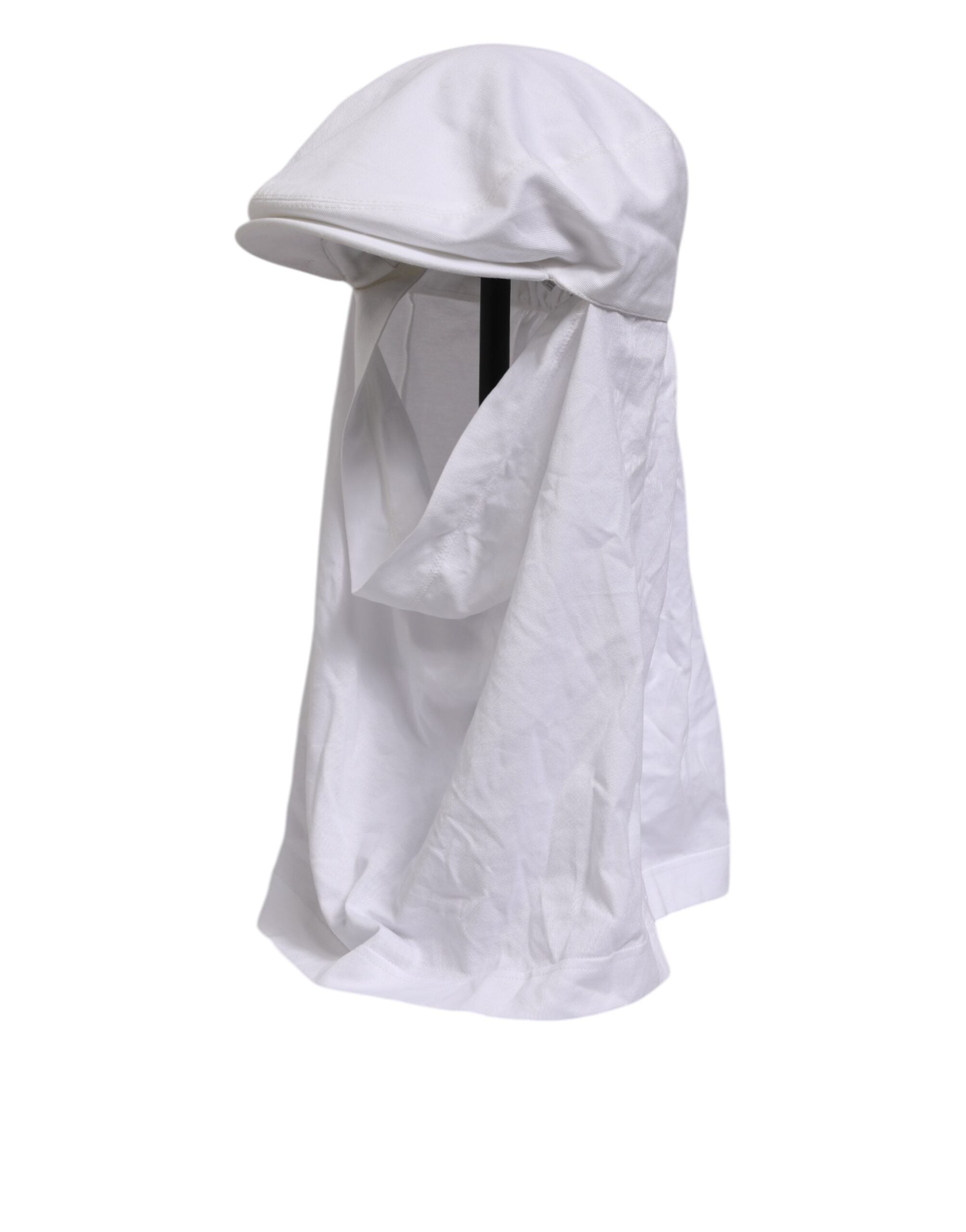 Dolce & Gabbana White Cotton DG Logo Plaque Baseball Balaclava Hat LUNESCAPE