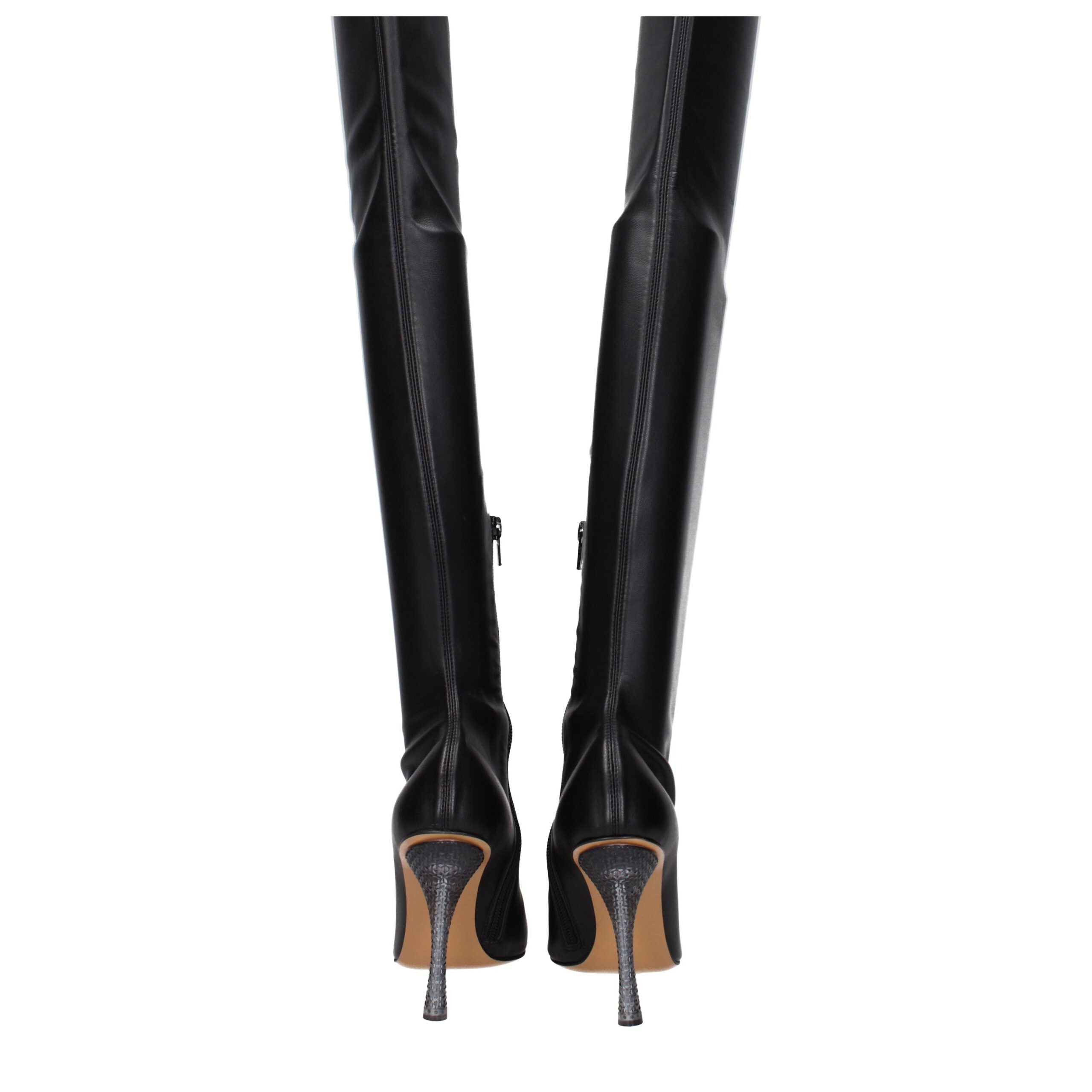 Off-White Black Leather Over The Knee LUNESCAPE
