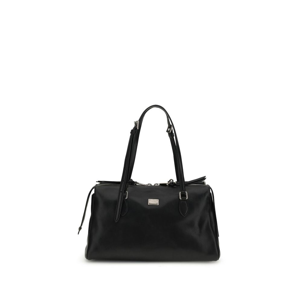 Dolce & Gabbana Black Calf Leather Bos Taurus Shoulder Bag LUNESCAPE