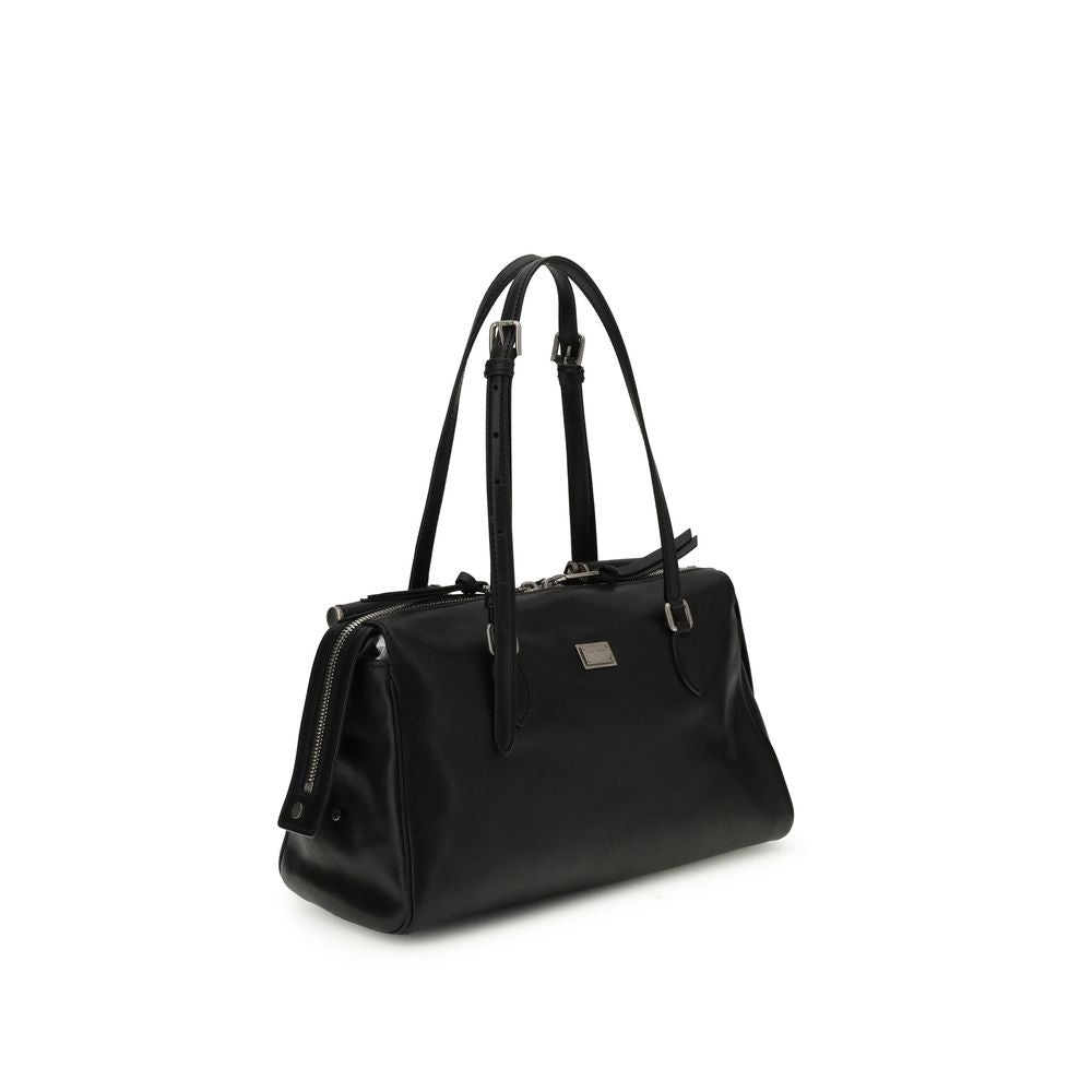Dolce & Gabbana Black Calf Leather Bos Taurus Shoulder Bag LUNESCAPE