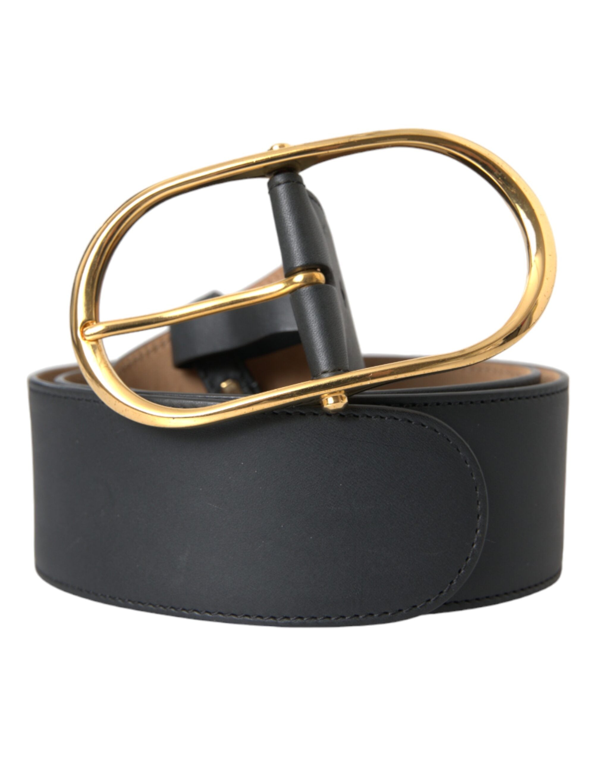 Dolce & Gabbana Black Leather Classic Metal Oval Buckle Belt LUNESCAPE