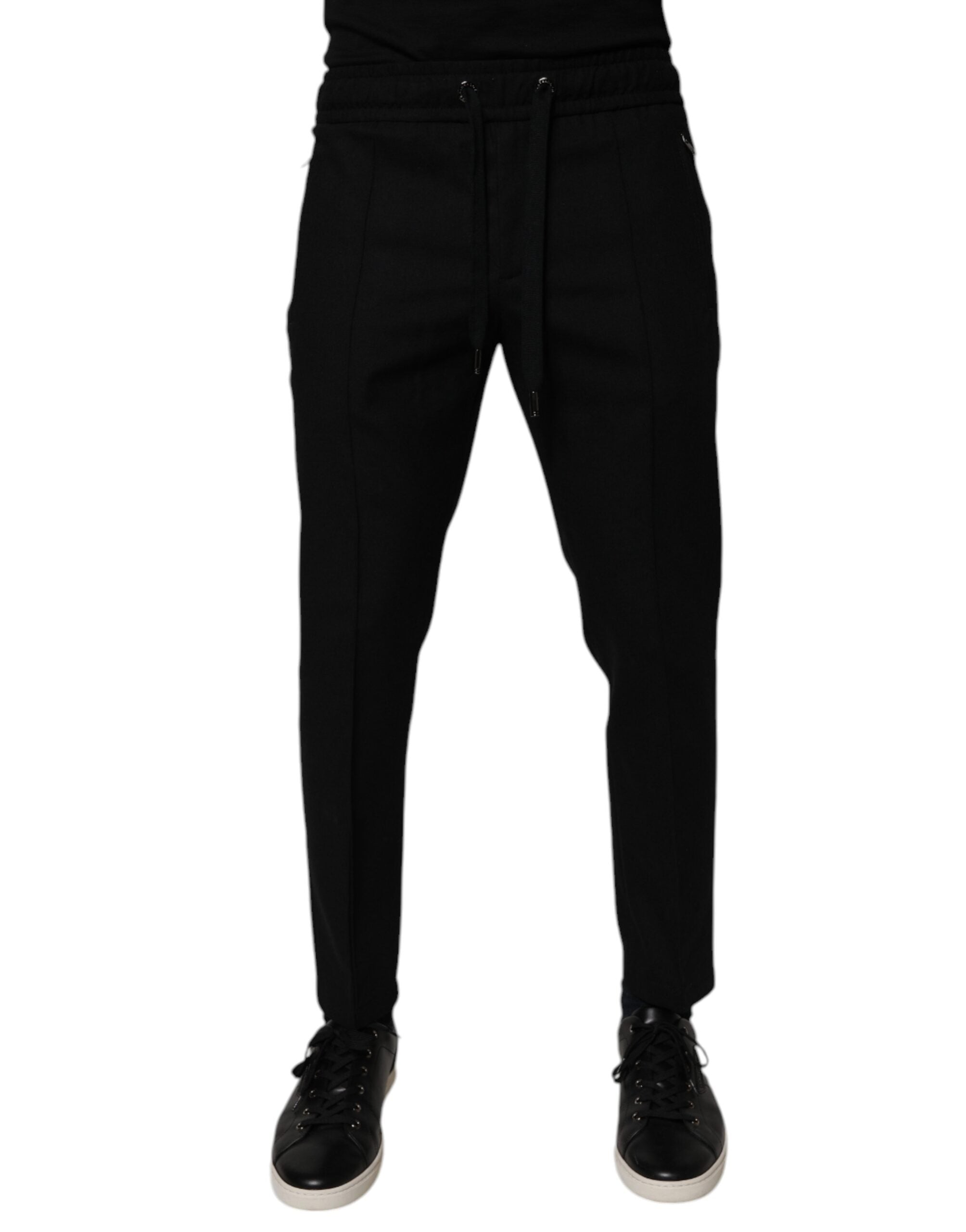 Dolce & Gabbana Black Wool Skinny Jogger Men Trouser Pants LUNESCAPE