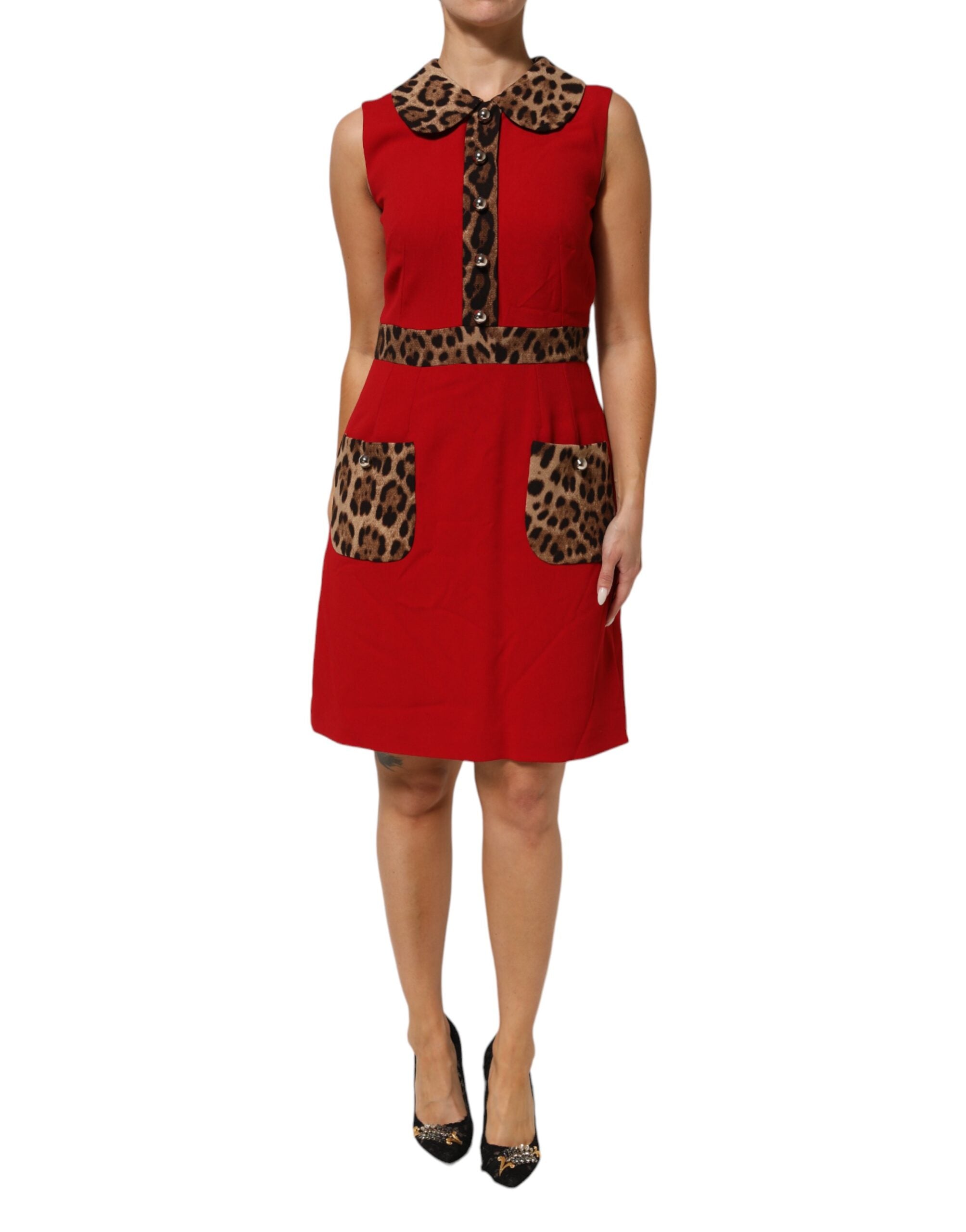 Dolce & Gabbana Red Leopard Viscose Sheath A-line Dress LUNESCAPE