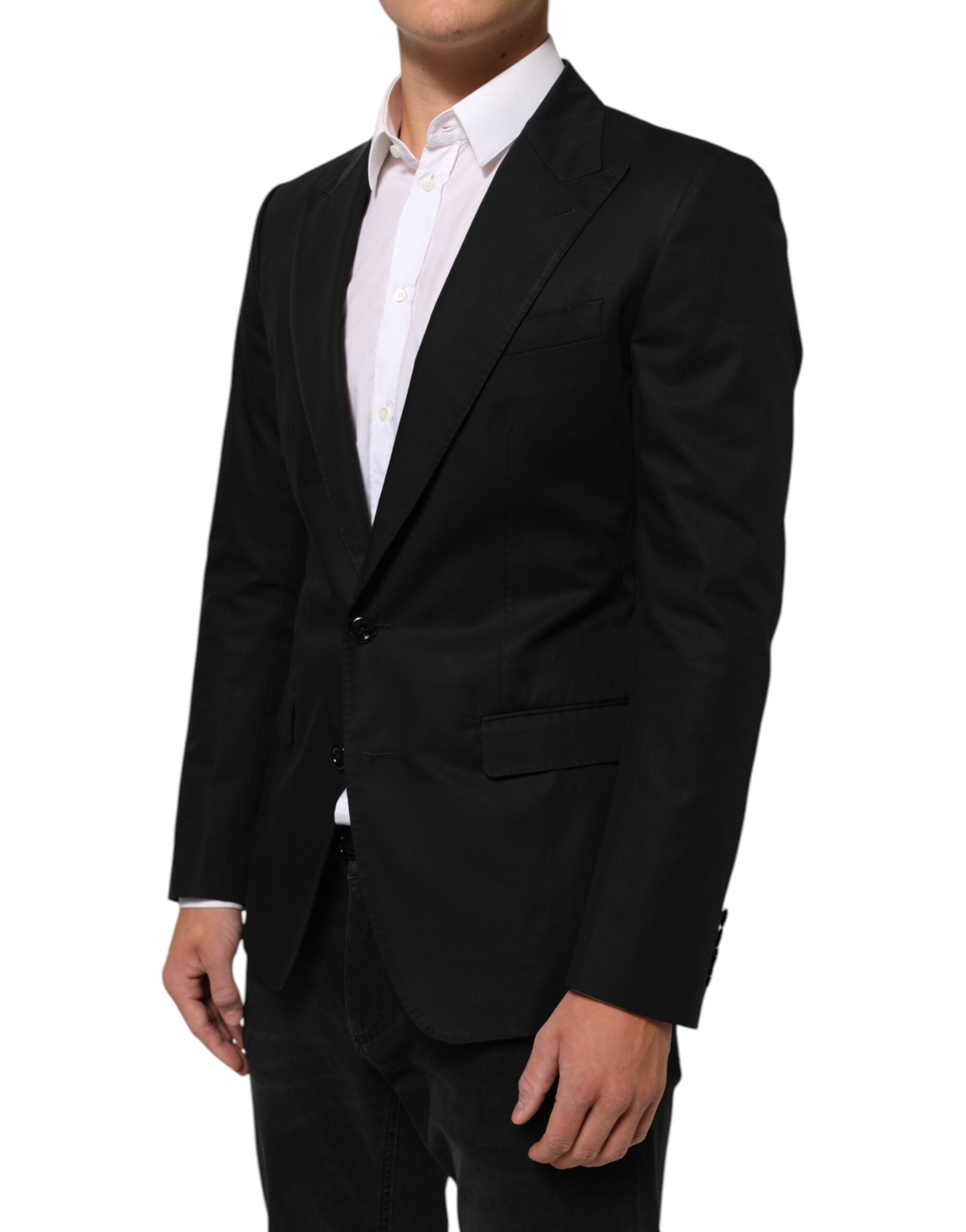 Dolce & Gabbana Black Wool 2 Buttons Suit Men Jacket Blazer