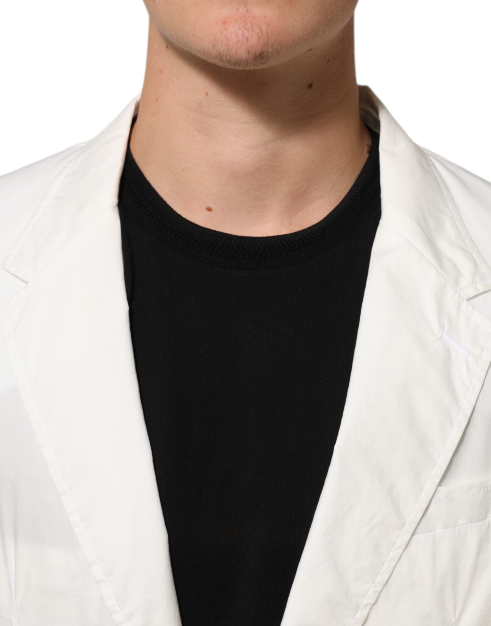 Dolce & Gabbana White Cotton 1 Button Men Suit Blazer