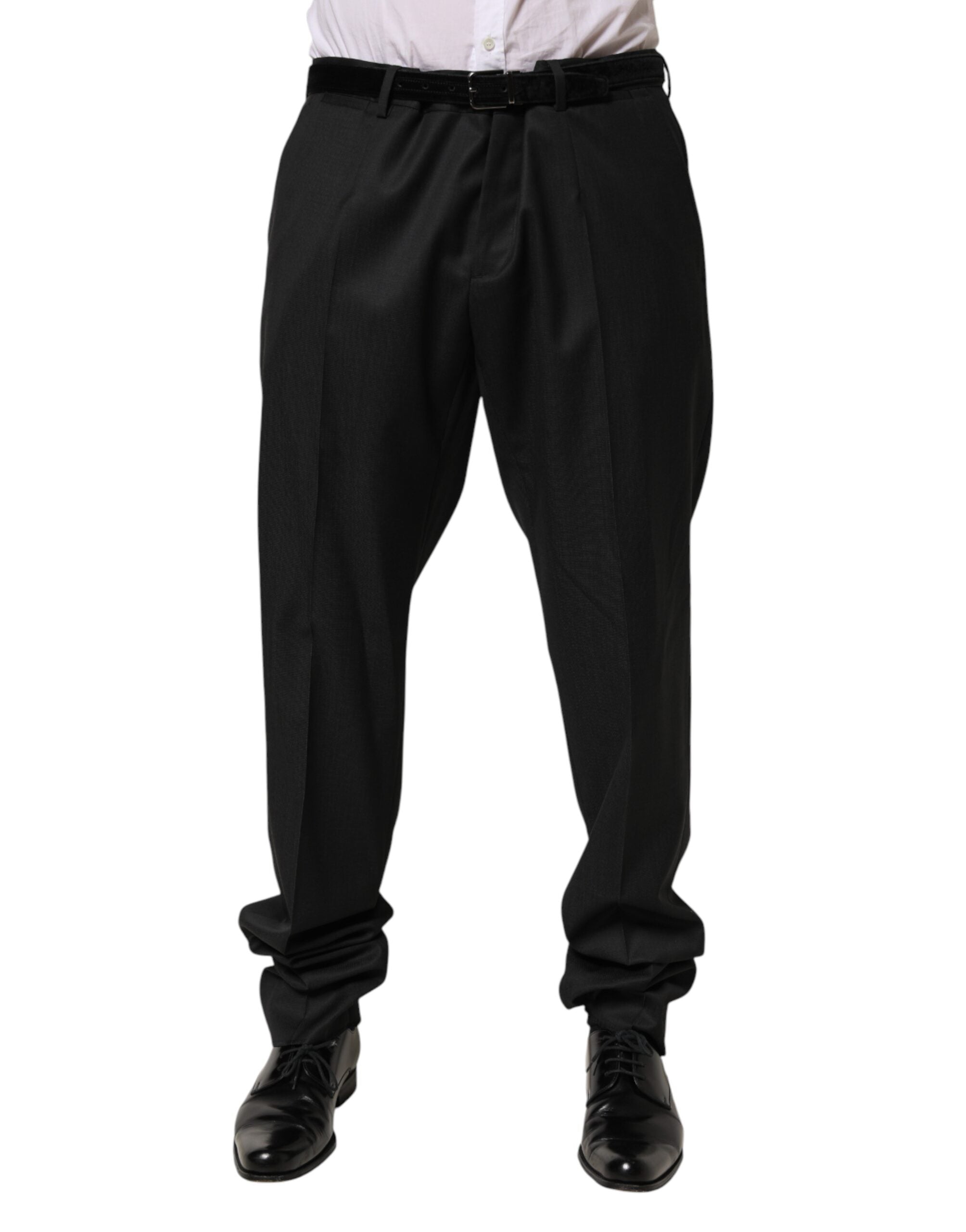 Dolce & Gabbana Black Wool Formal Dress Men Trouser Pants LUNESCAPE