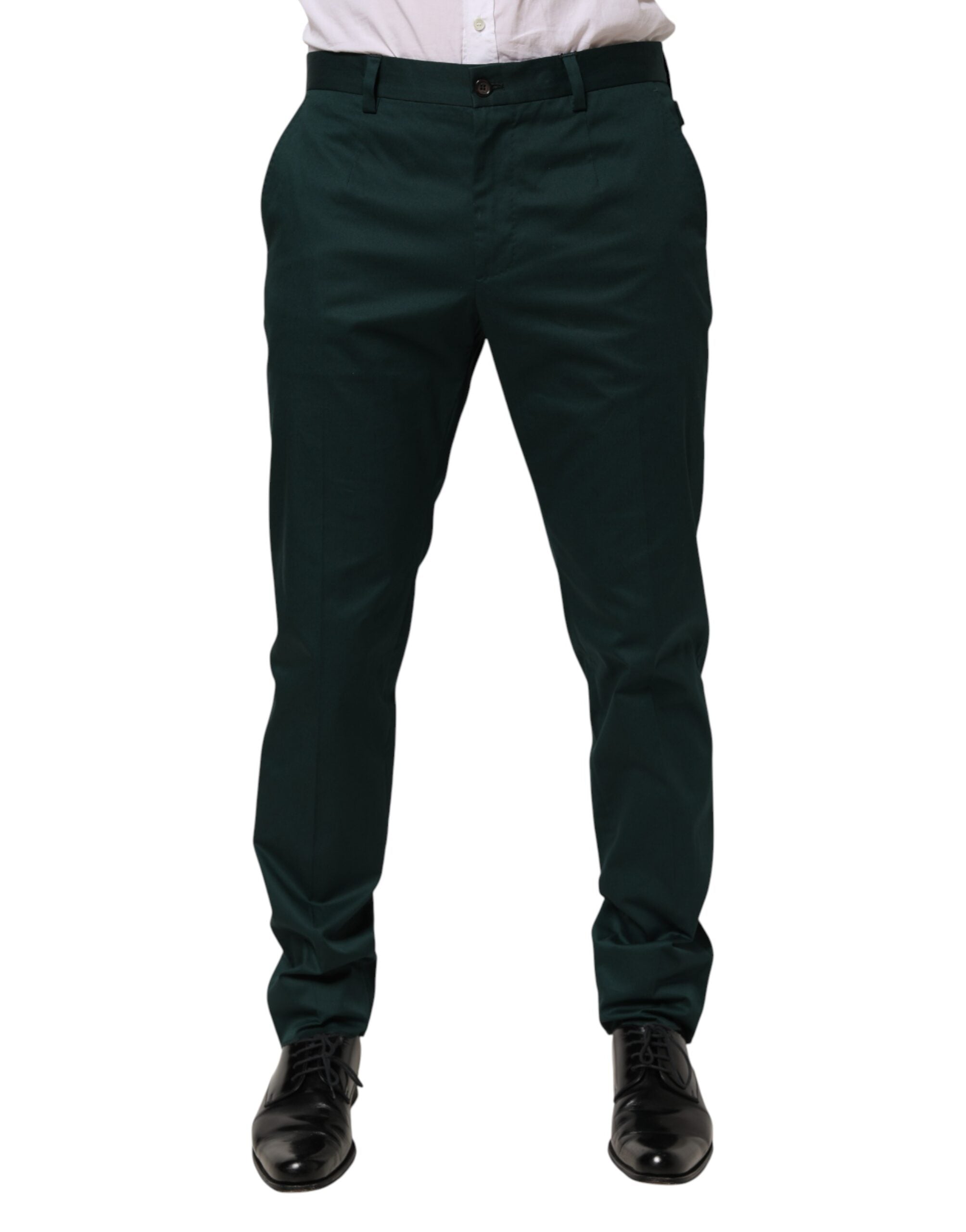 Dolce & Gabbana Green Cotton Formal Dress Men Trouser Pants LUNESCAPE