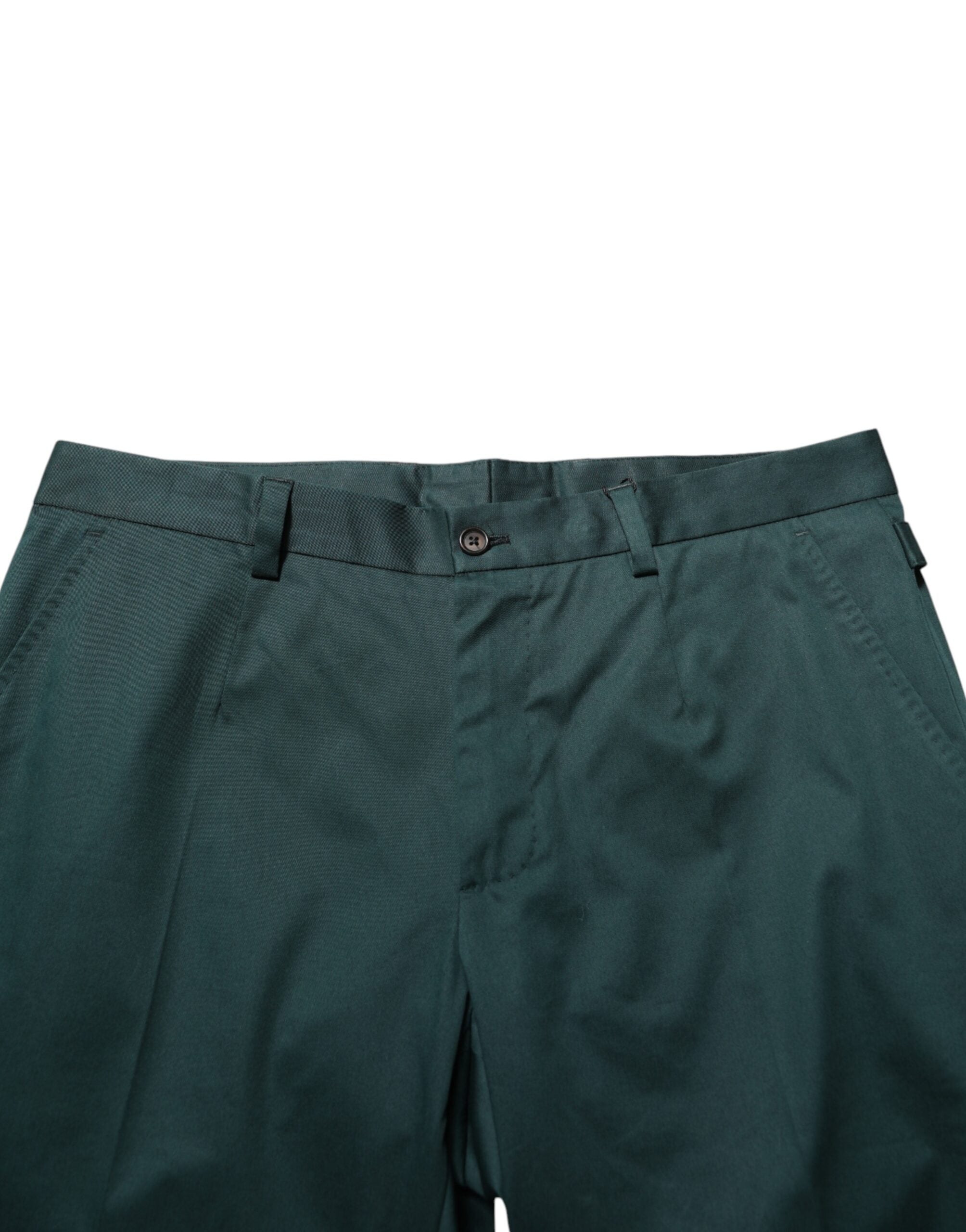 Dolce & Gabbana Green Cotton Formal Dress Men Trouser Pants LUNESCAPE