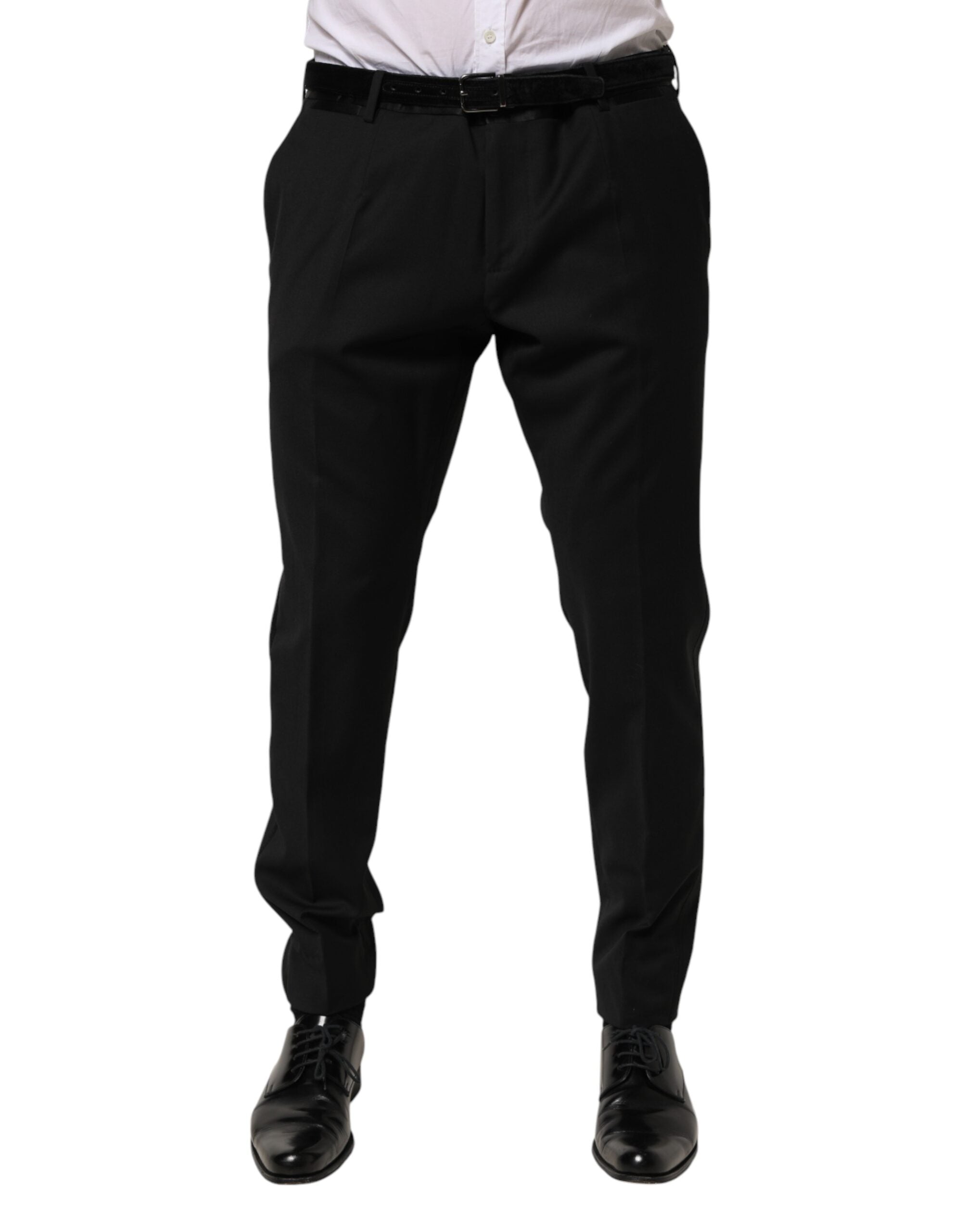 Dolce & Gabbana Black Wool Formal Dress Men Trouser Pants LUNESCAPE