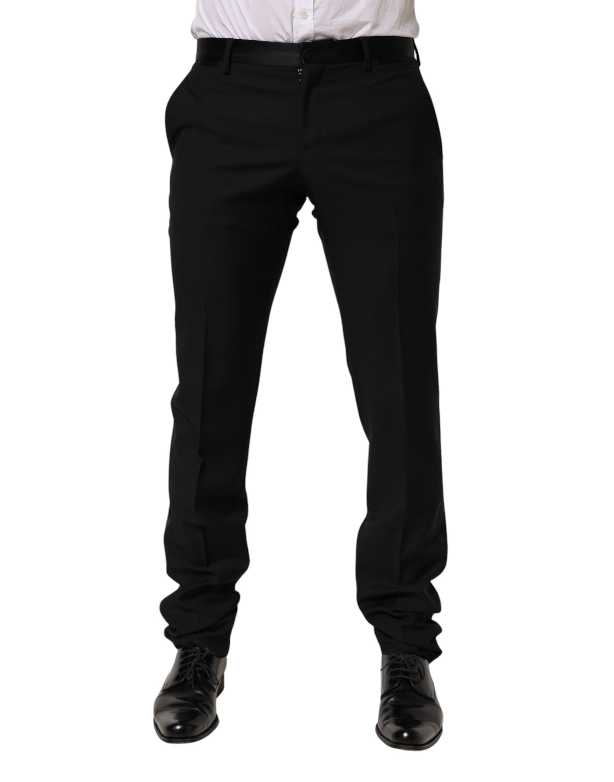Dolce & Gabbana Black Wool Formal Dress Men Trouser Pants LUNESCAPE
