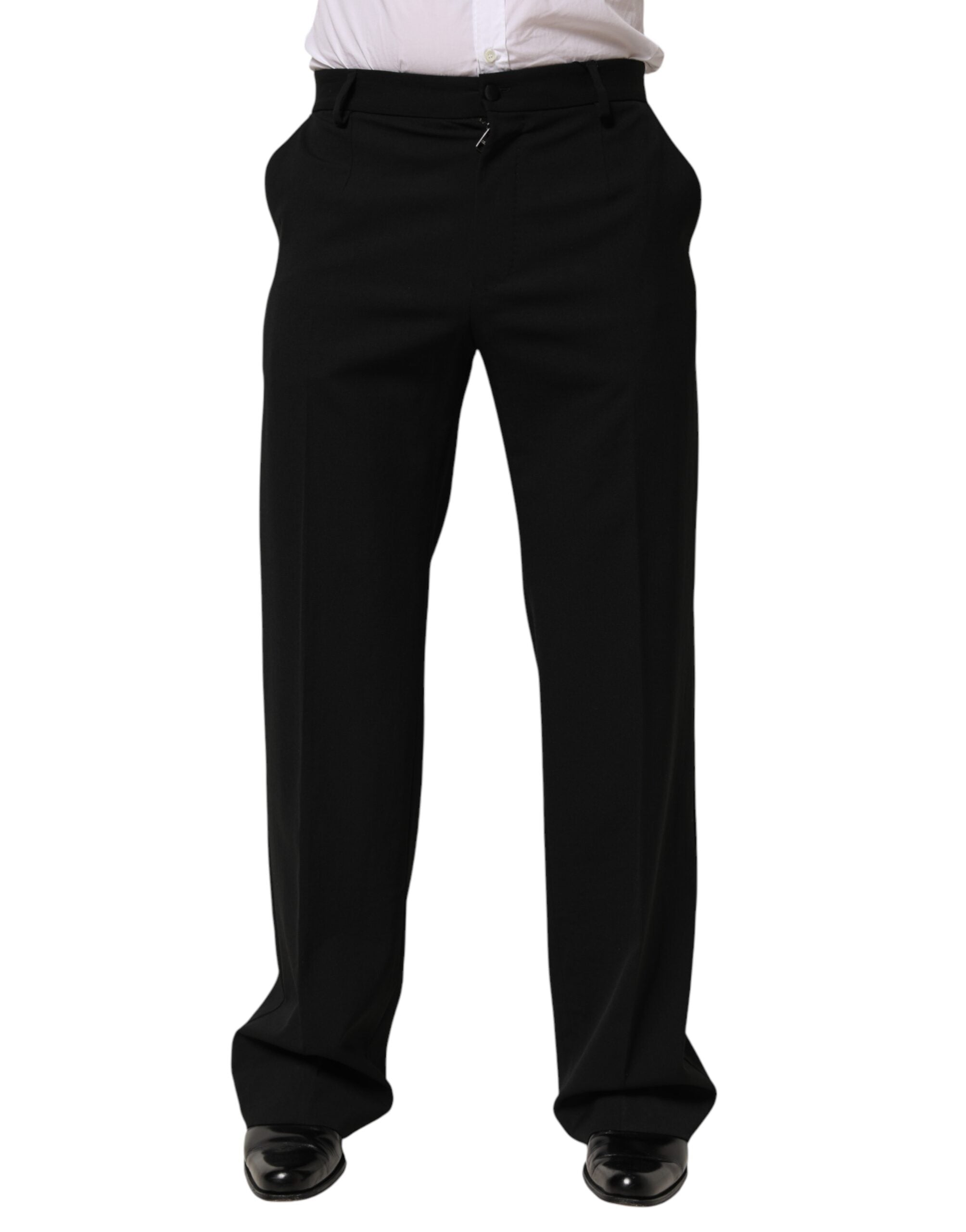 Dolce & Gabbana Black Wool Formal Dress Men Trouser Pants LUNESCAPE