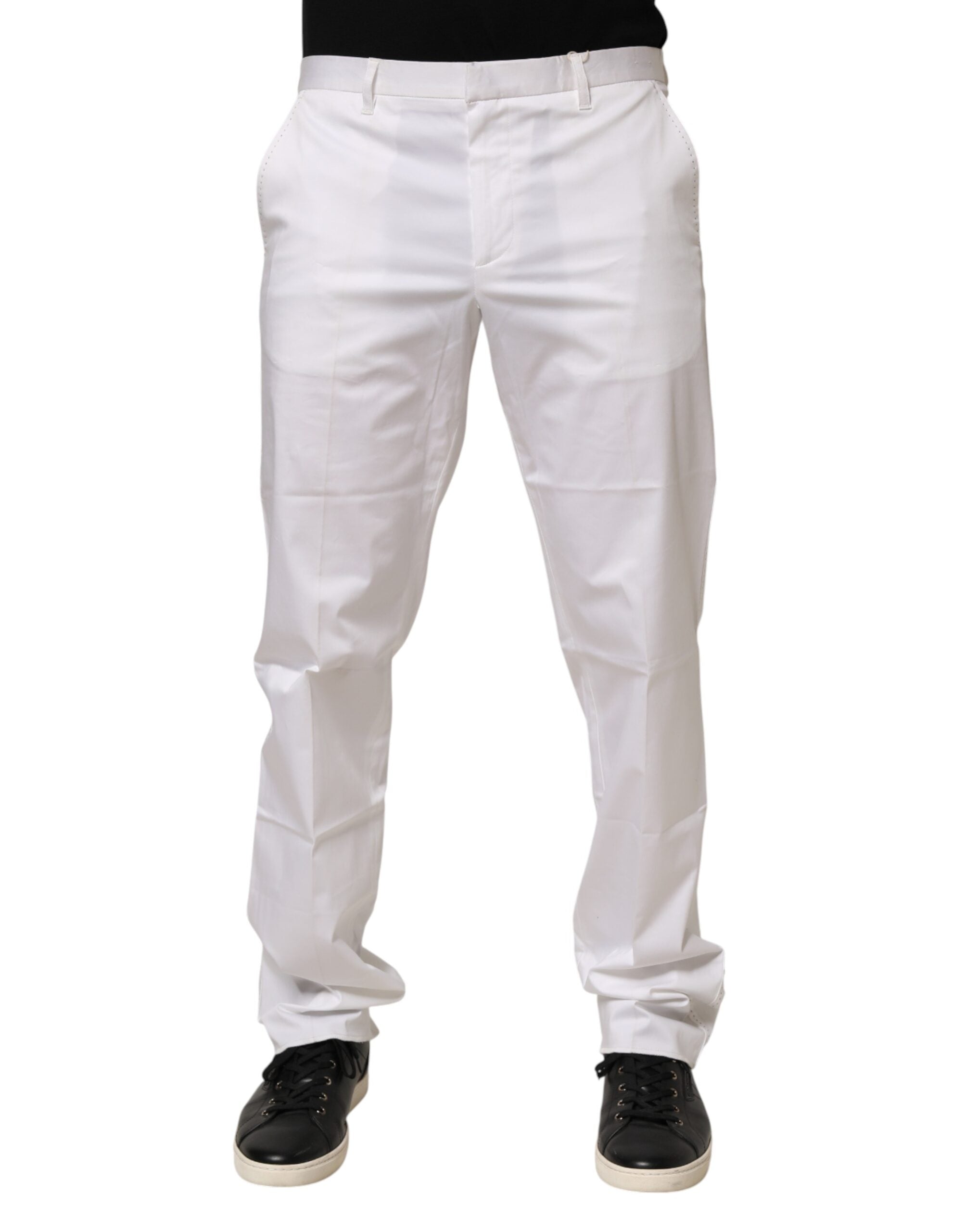 John Richmond White Cotton Stretch Dress Formal Men Trouser Pants LUNESCAPE