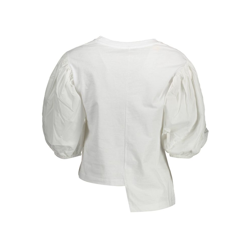 Gaelle Paris Bianco Cotton Women T-Shirt