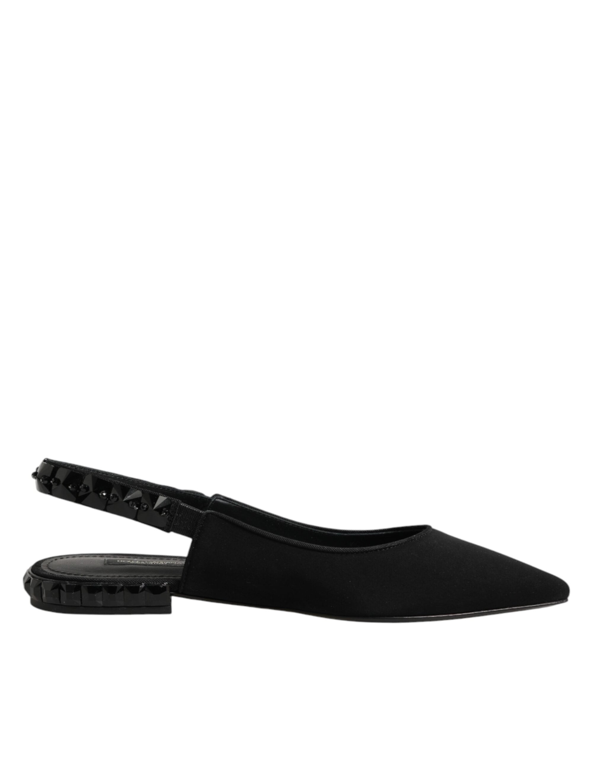 Dolce & Gabbana Black Crystal Charmeuse Slingback Shoes LUNESCAPE