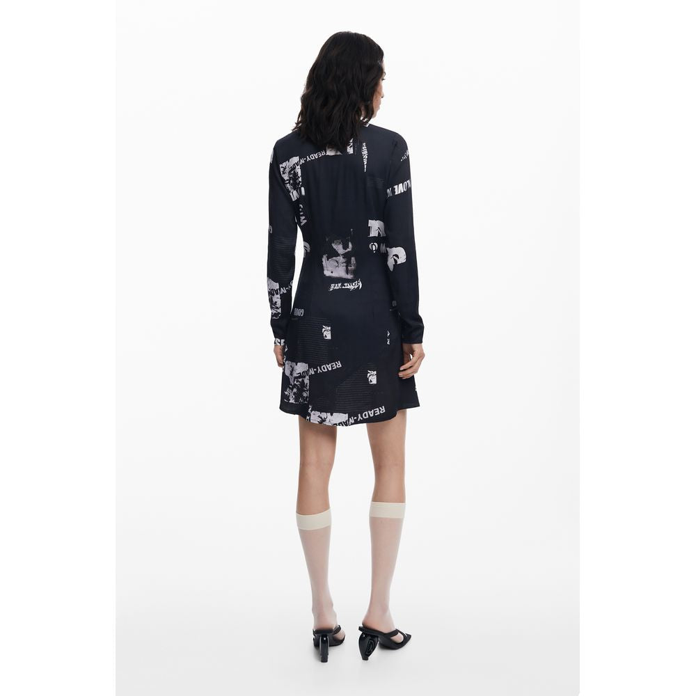 Desigual Nero Viscosa Women Dress LUNESCAPE